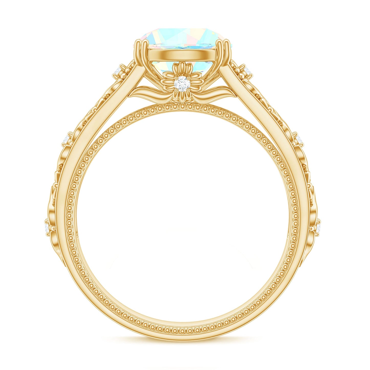 Nature Inspired 8mm Ethiopian Opal Engagement Ring with Diamond