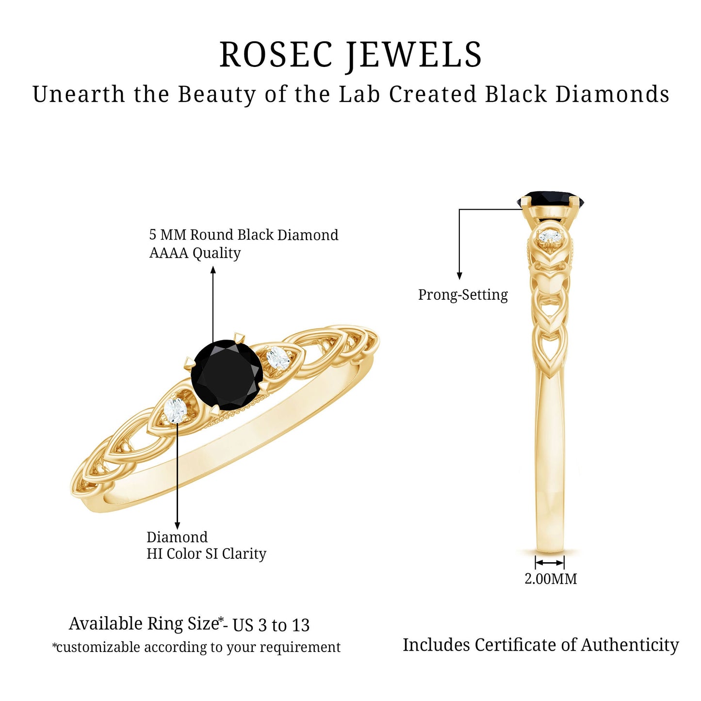 Certified 0.84 Carat Lab Grown Black Diamond Promise Ring with White Diamond
