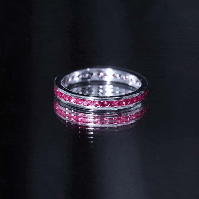 Channel Set Round Created Ruby Eternity Band Ring