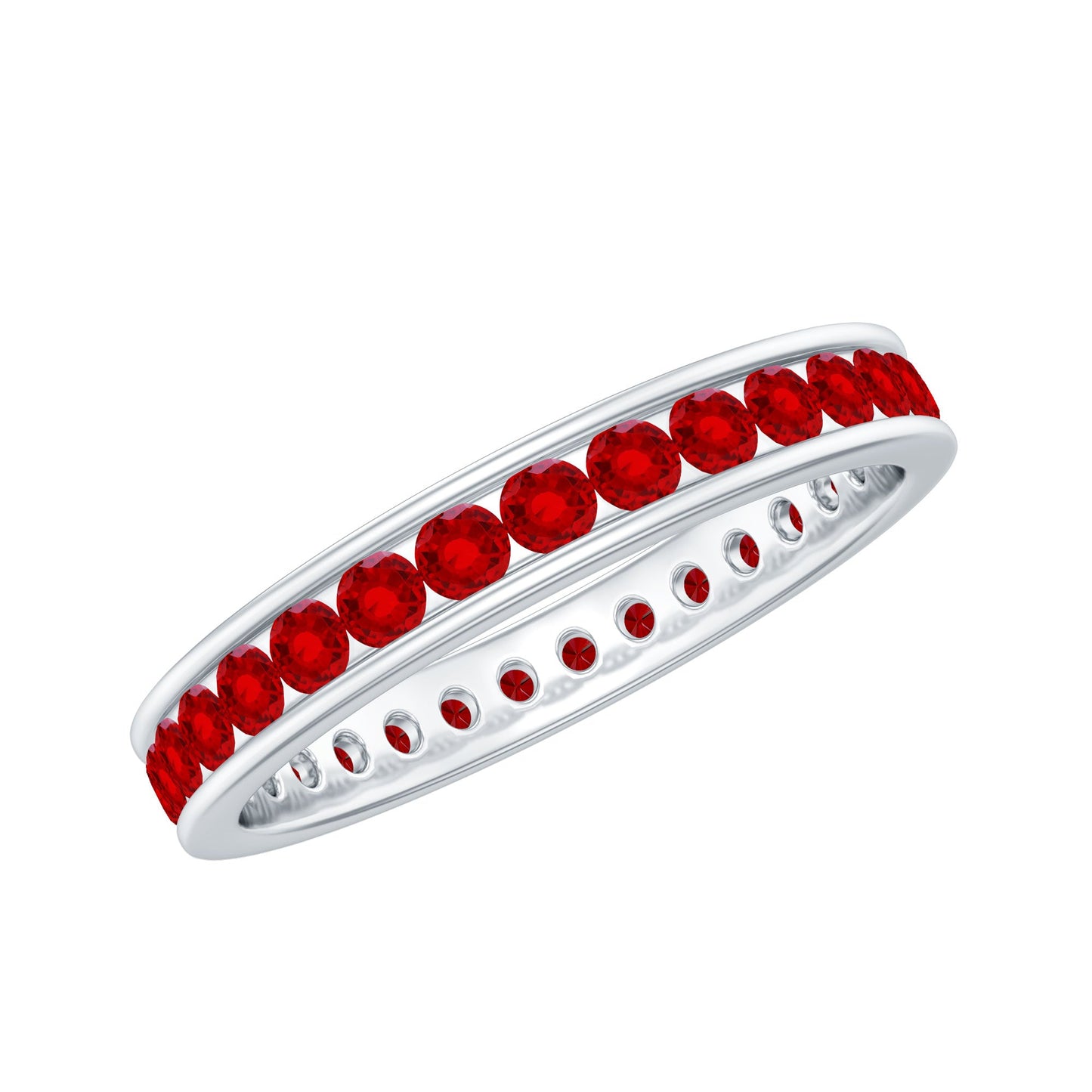 Channel Set Round Created Ruby Eternity Band Ring