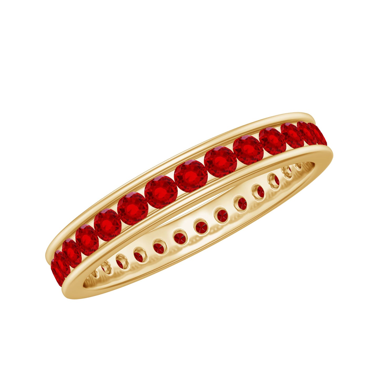 Channel Set Round Created Ruby Eternity Band Ring