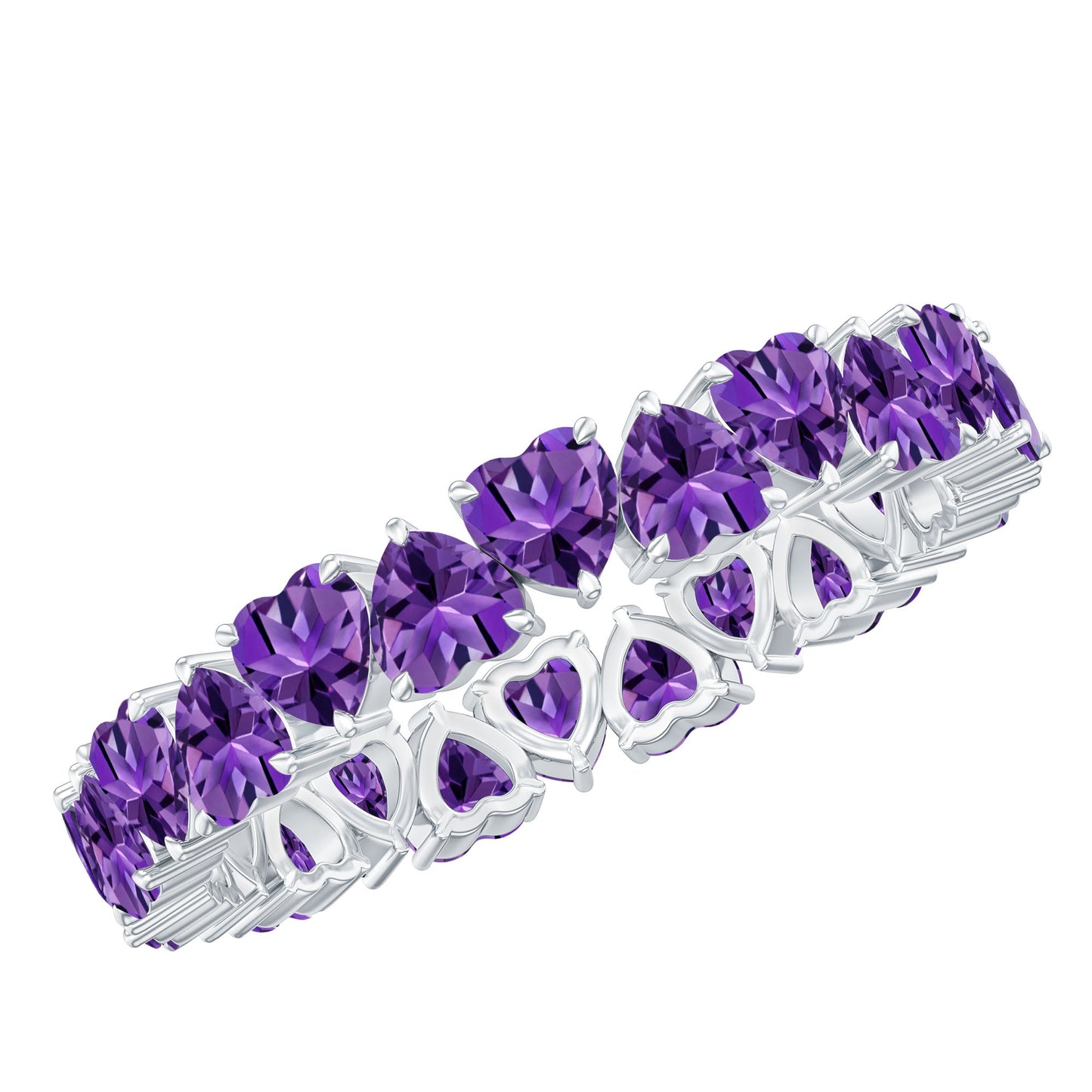 6 Carat February Birthstone Amethyst Heart Eternity Ring