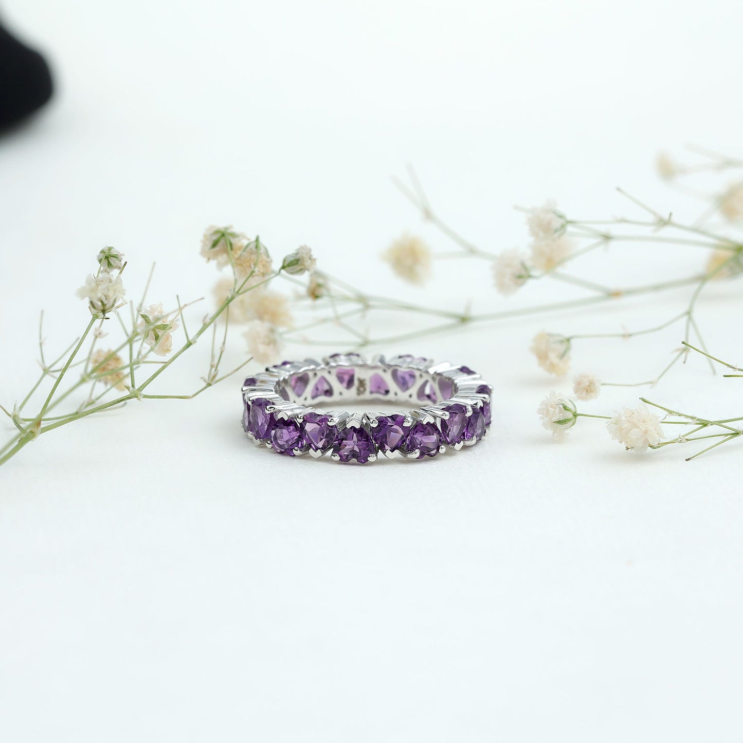 6 Carat February Birthstone Amethyst Heart Eternity Ring