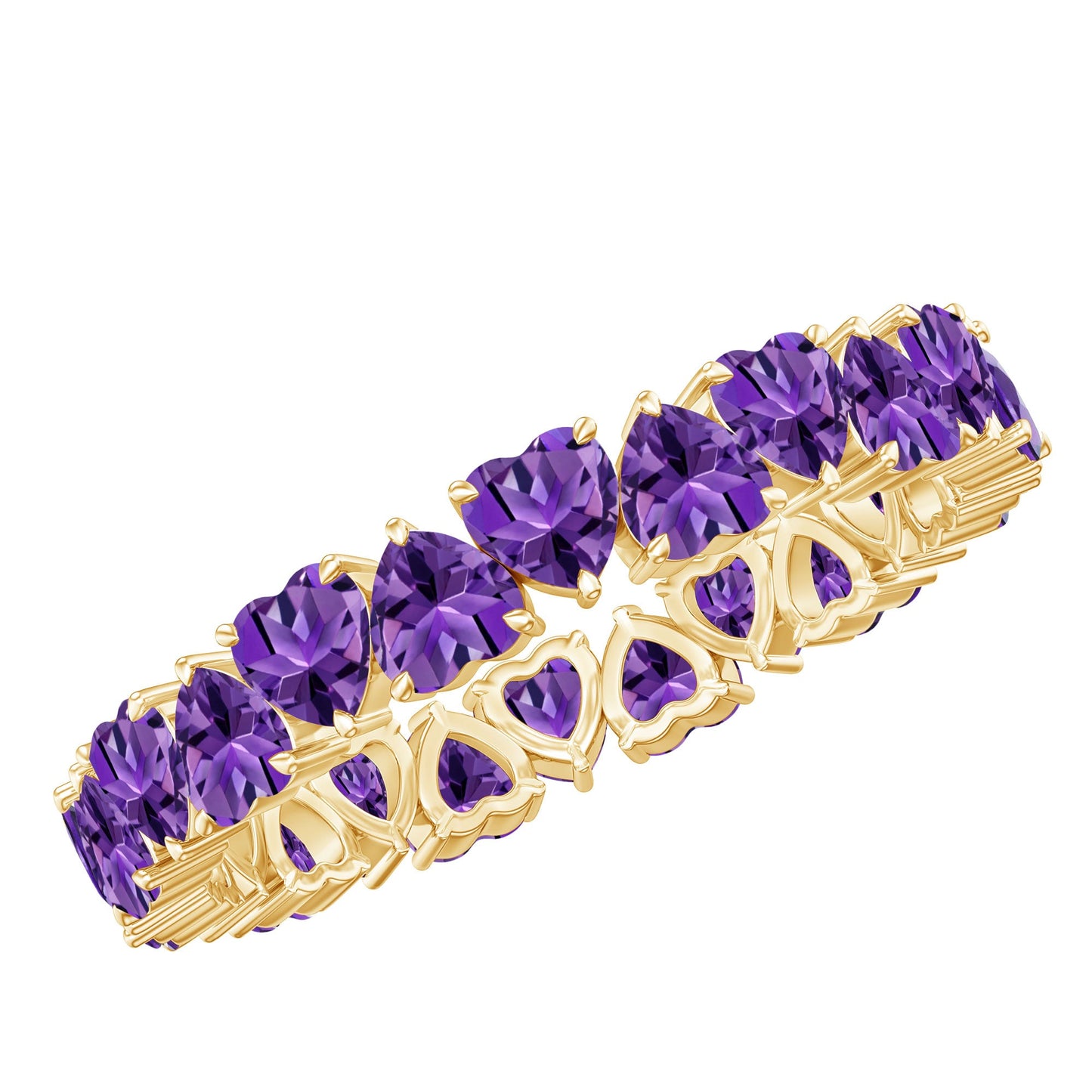 6 Carat February Birthstone Amethyst Heart Eternity Ring