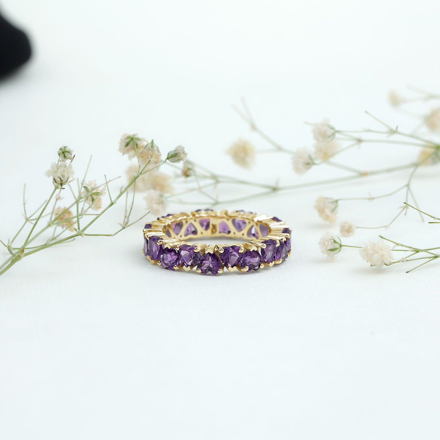 6 Carat February Birthstone Amethyst Heart Eternity Ring