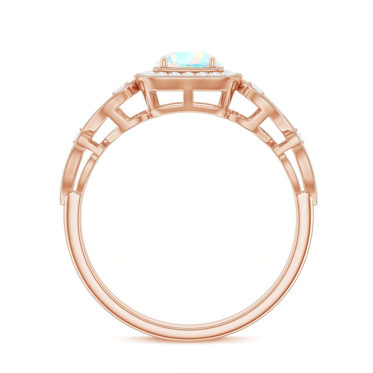 Certified Real Ethiopian Opal Retro Engagement Ring with Diamond