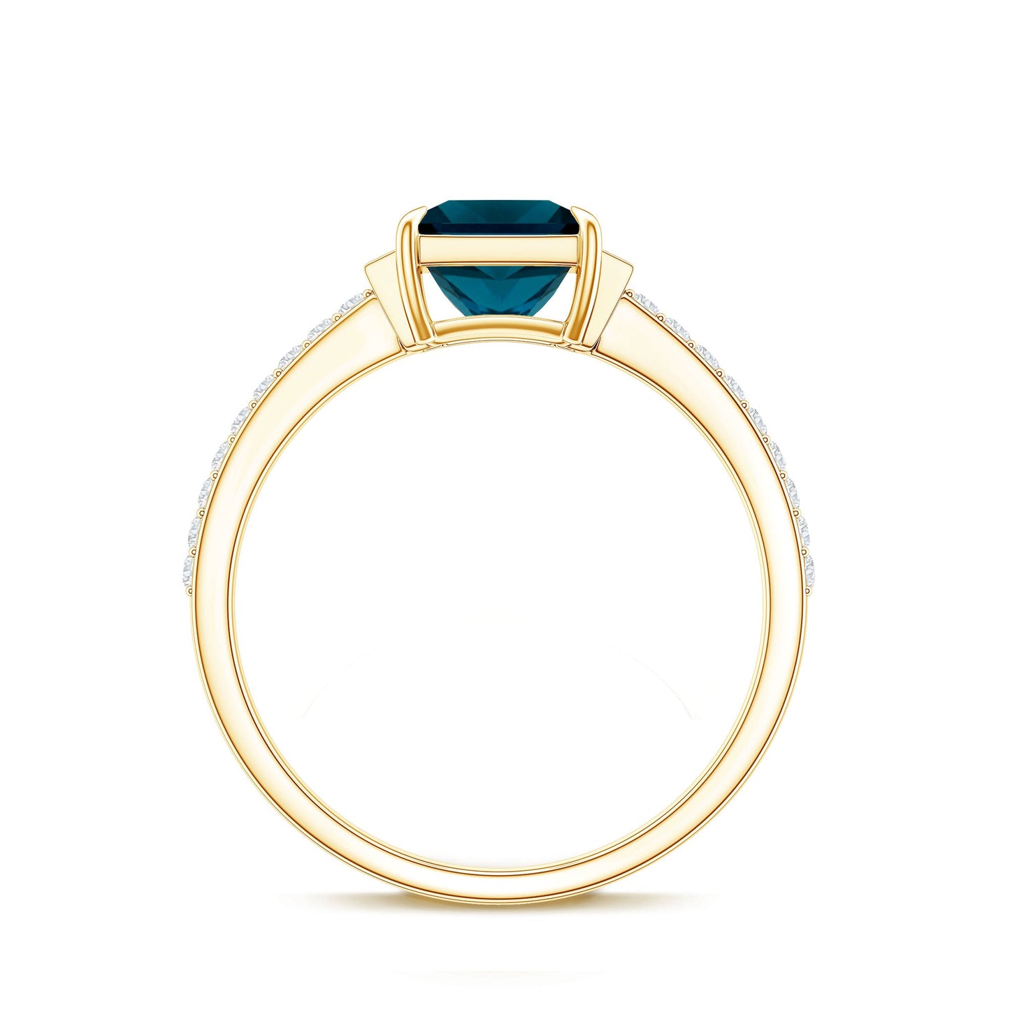 6mm Princess Cut London Blue Topaz Classic Engagement Ring with Diamond