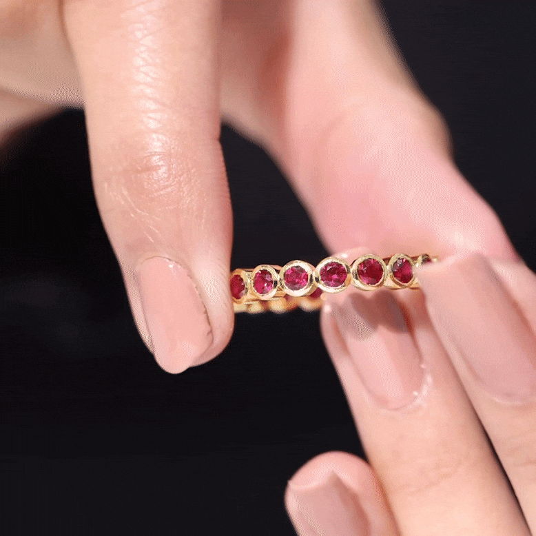 2 CT Bezel Set Round Shape Created Ruby Eternity Ring