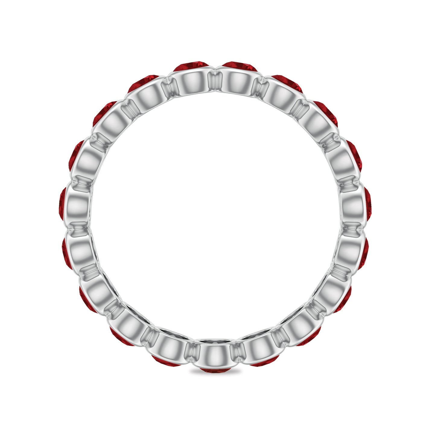 2 CT Bezel Set Round Shape Created Ruby Eternity Ring