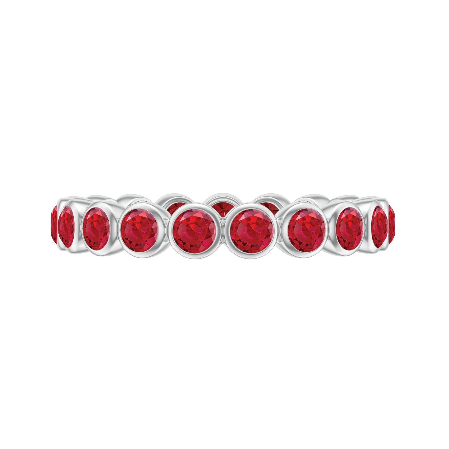 2 CT Bezel Set Round Shape Created Ruby Eternity Ring