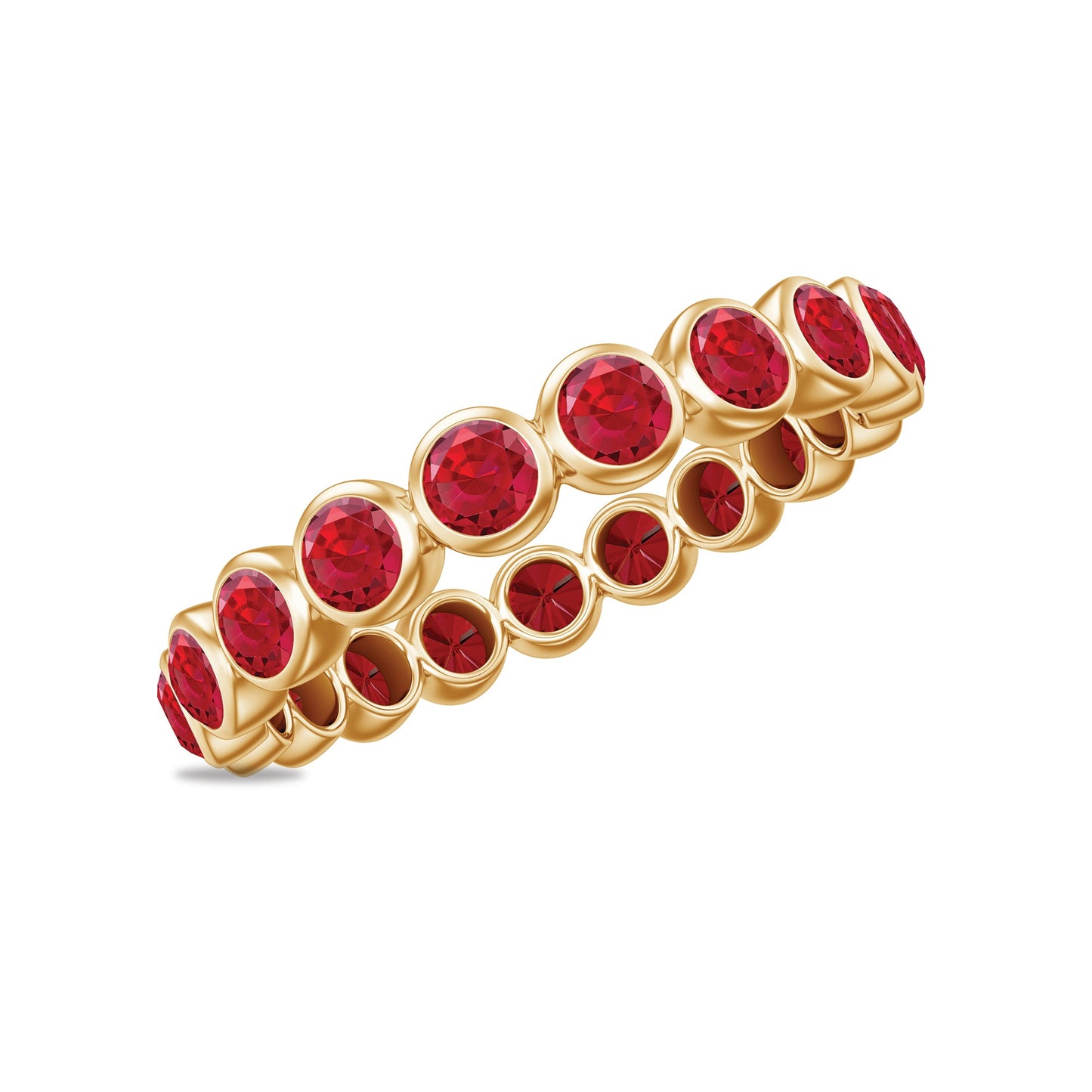 2 CT Bezel Set Round Shape Created Ruby Eternity Ring