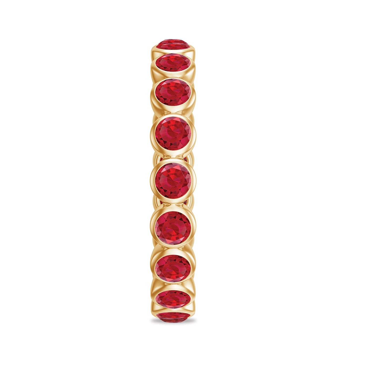 2 CT Bezel Set Round Shape Created Ruby Eternity Ring