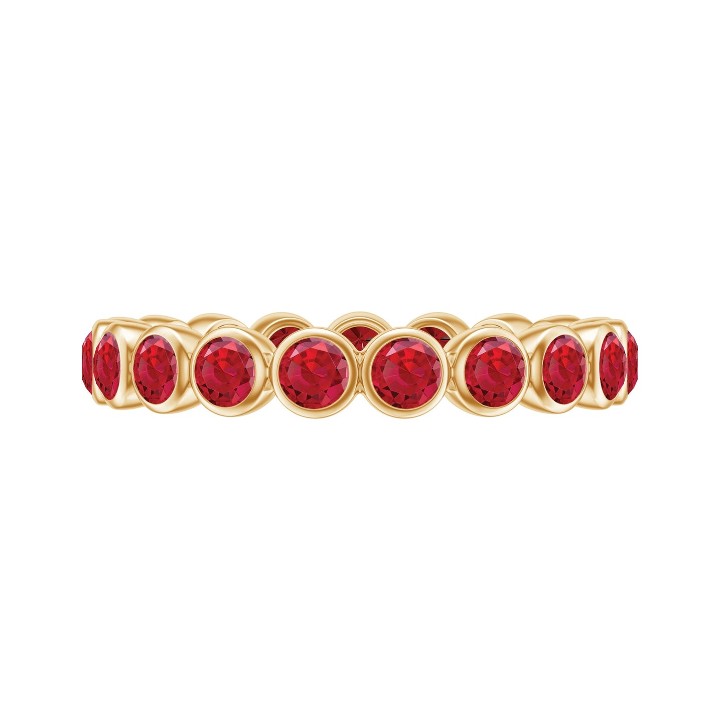 2 CT Bezel Set Round Shape Created Ruby Eternity Ring
