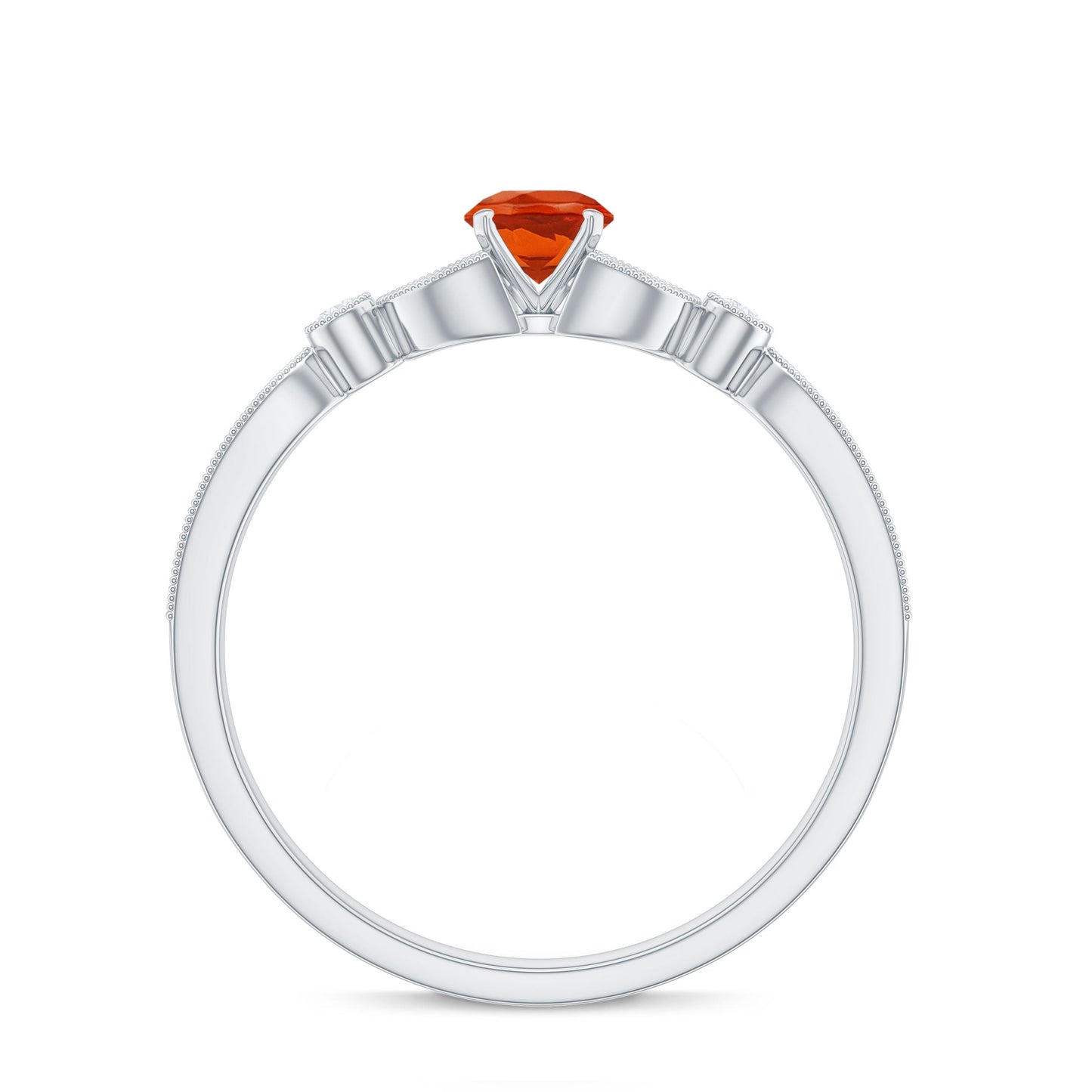 Minimal Fire Opal and Diamond Promise Ring