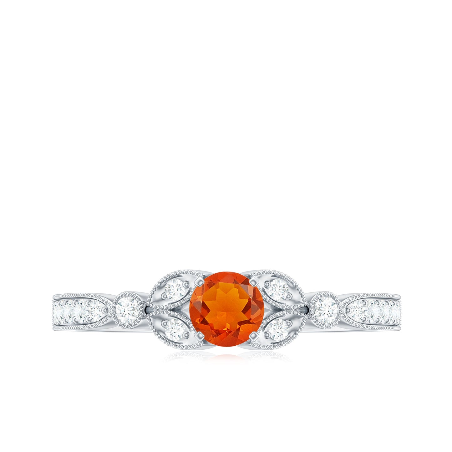 Minimal Fire Opal and Diamond Promise Ring