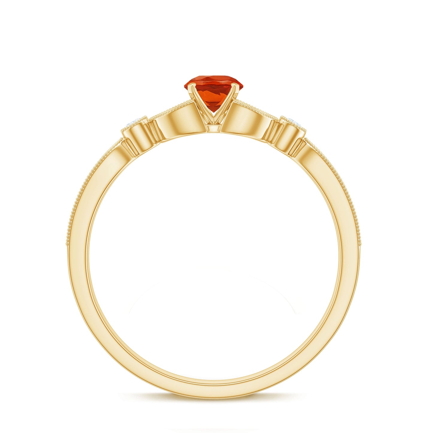 Minimal Fire Opal and Diamond Promise Ring