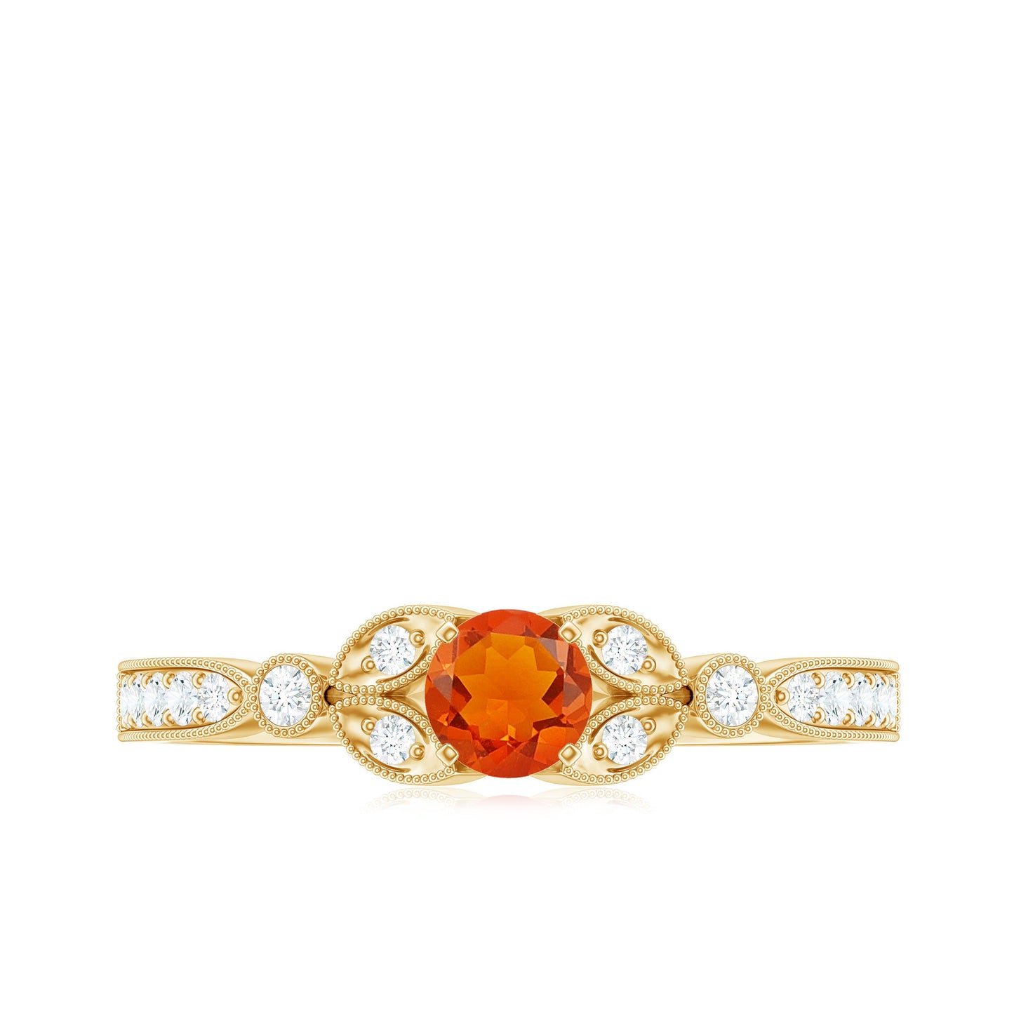 Minimal Fire Opal and Diamond Promise Ring