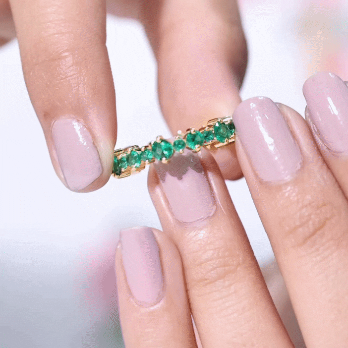Lab Grown Emerald Full Eternity Wedding Anniversary Ring with Certificate