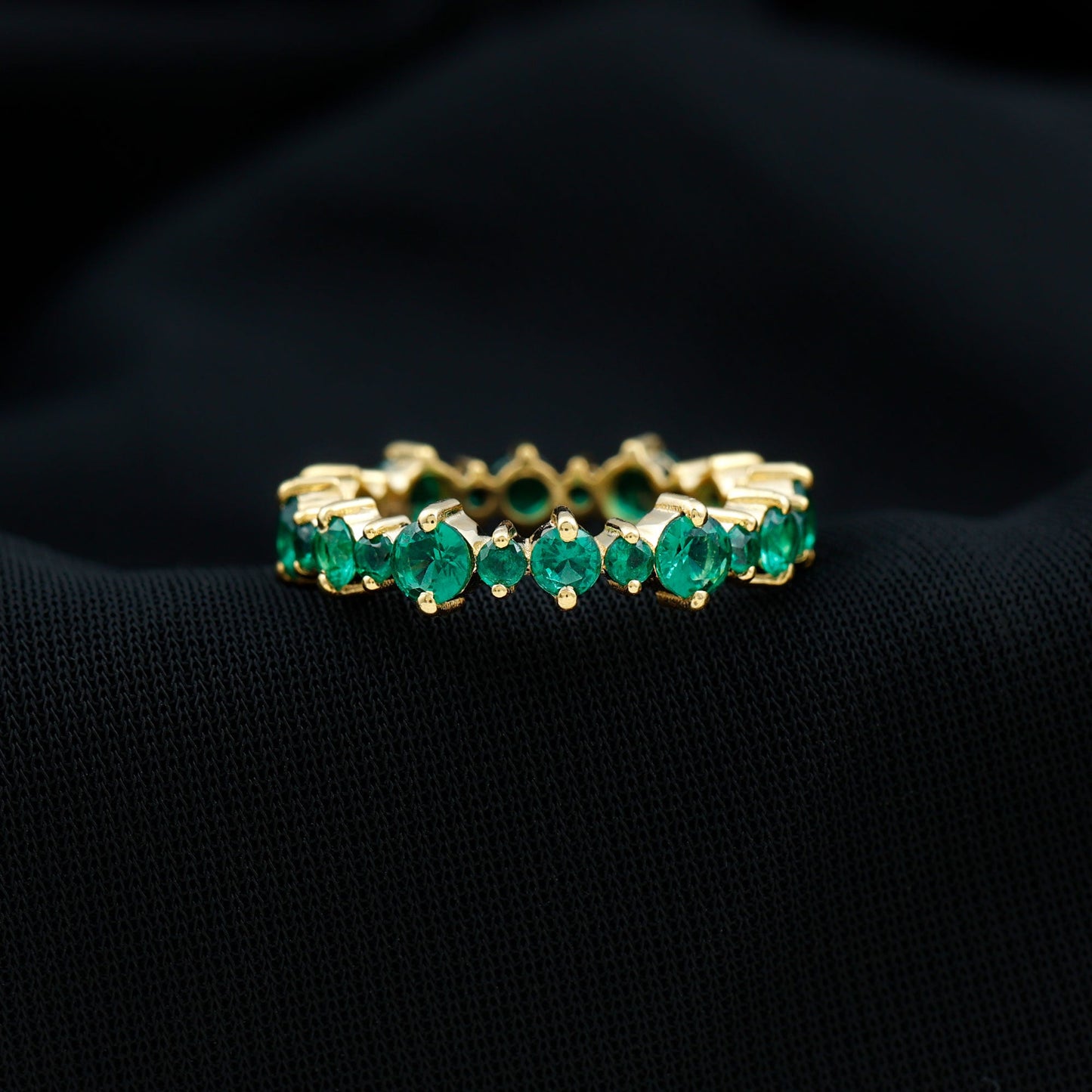 Lab Grown Emerald Full Eternity Wedding Anniversary Ring with Certificate