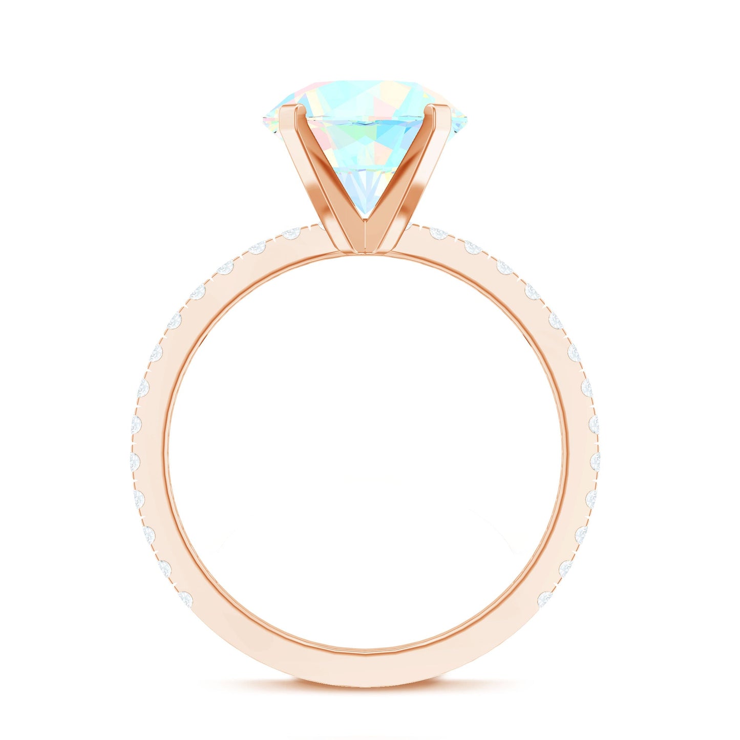 Natural 8mm Ethiopian Rainbow Opal Diamond Engagement Ring with Certificate