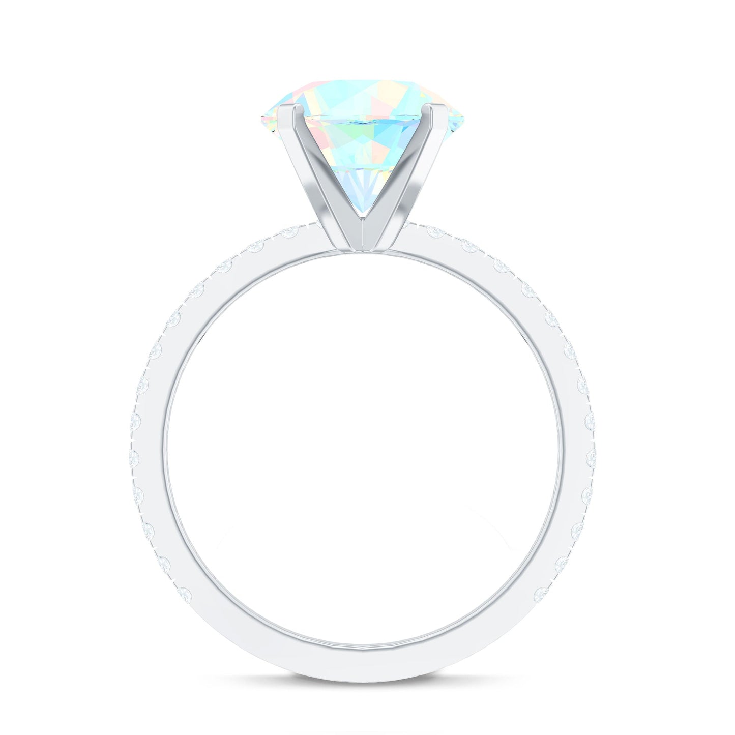 Natural 8mm Ethiopian Rainbow Opal Diamond Engagement Ring with Certificate