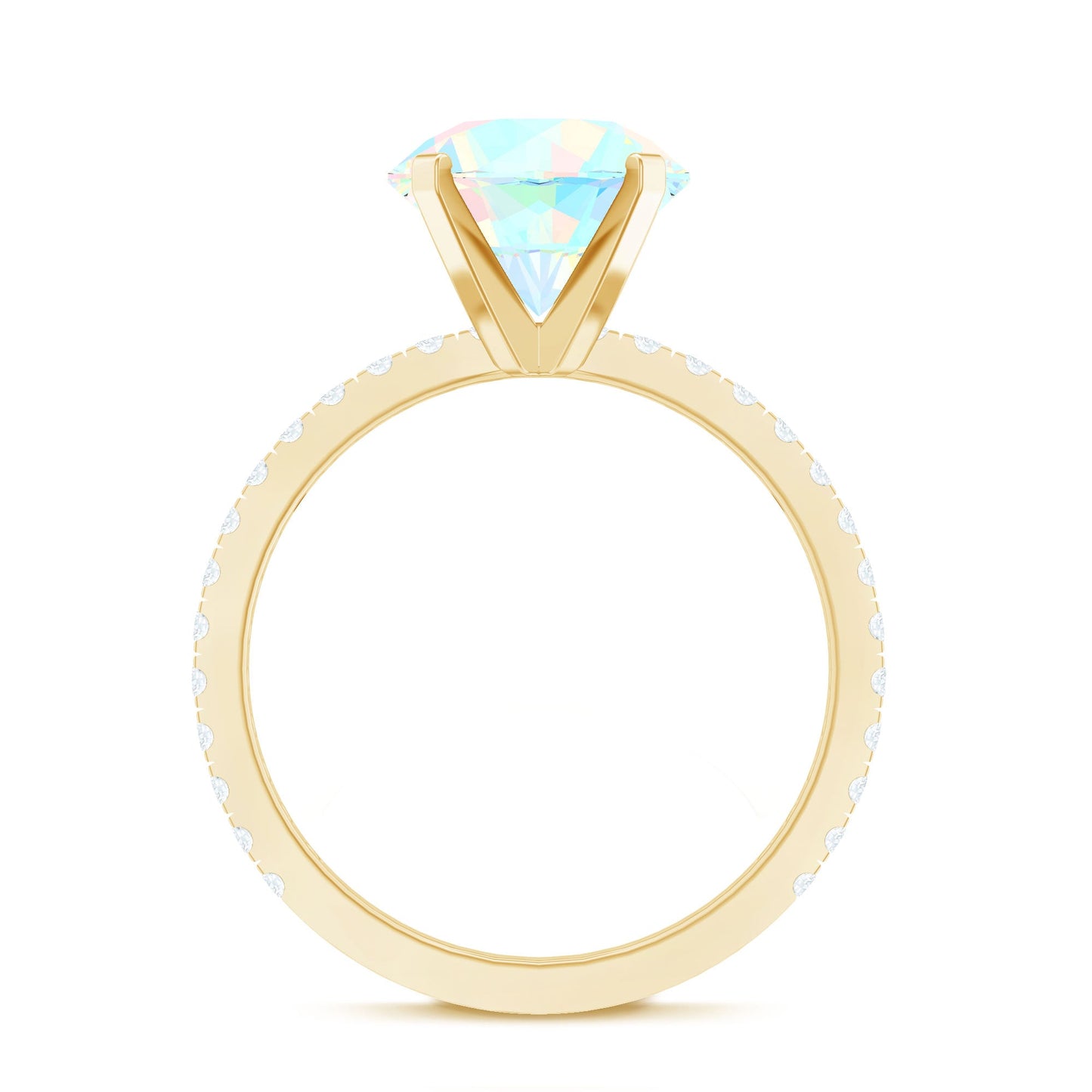 Natural 8mm Ethiopian Rainbow Opal Diamond Engagement Ring with Certificate