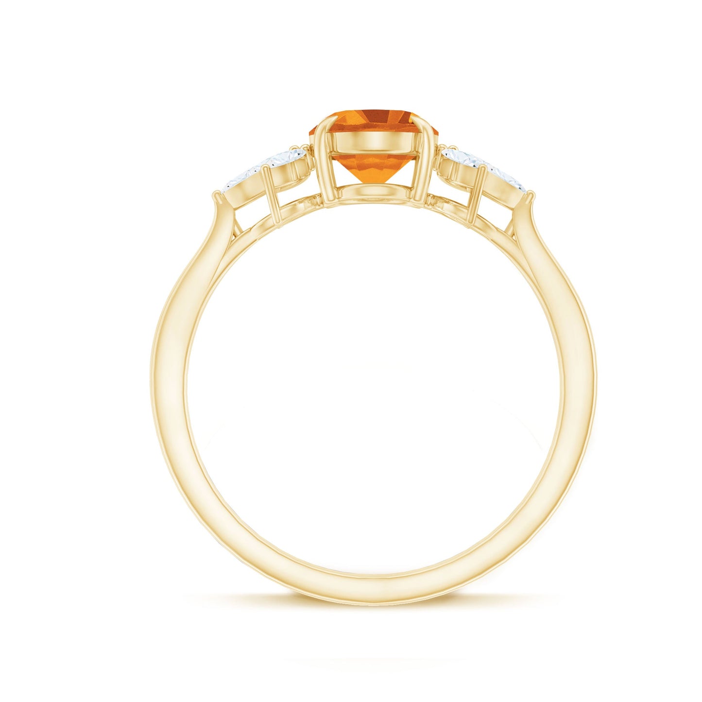 Certified Real 6X8mm Citrine Oval Engagement Ring with Diamond Trio