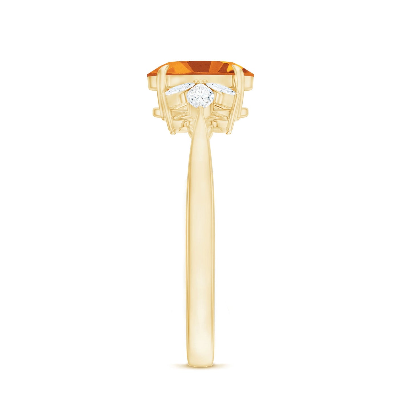 Certified Real 6X8mm Citrine Oval Engagement Ring with Diamond Trio