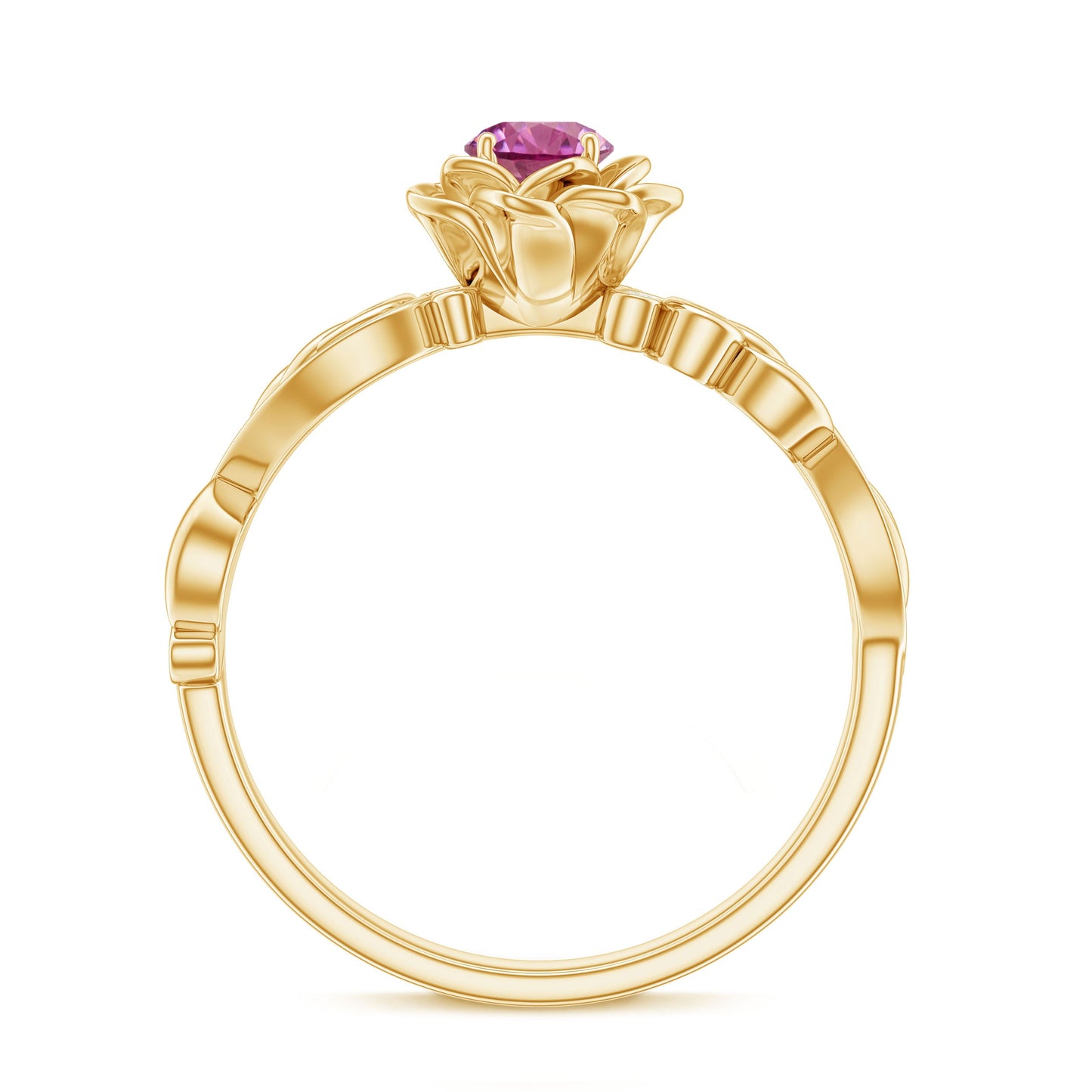 Nature Inspired Pink Tourmaline and Diamond Engagement Ring