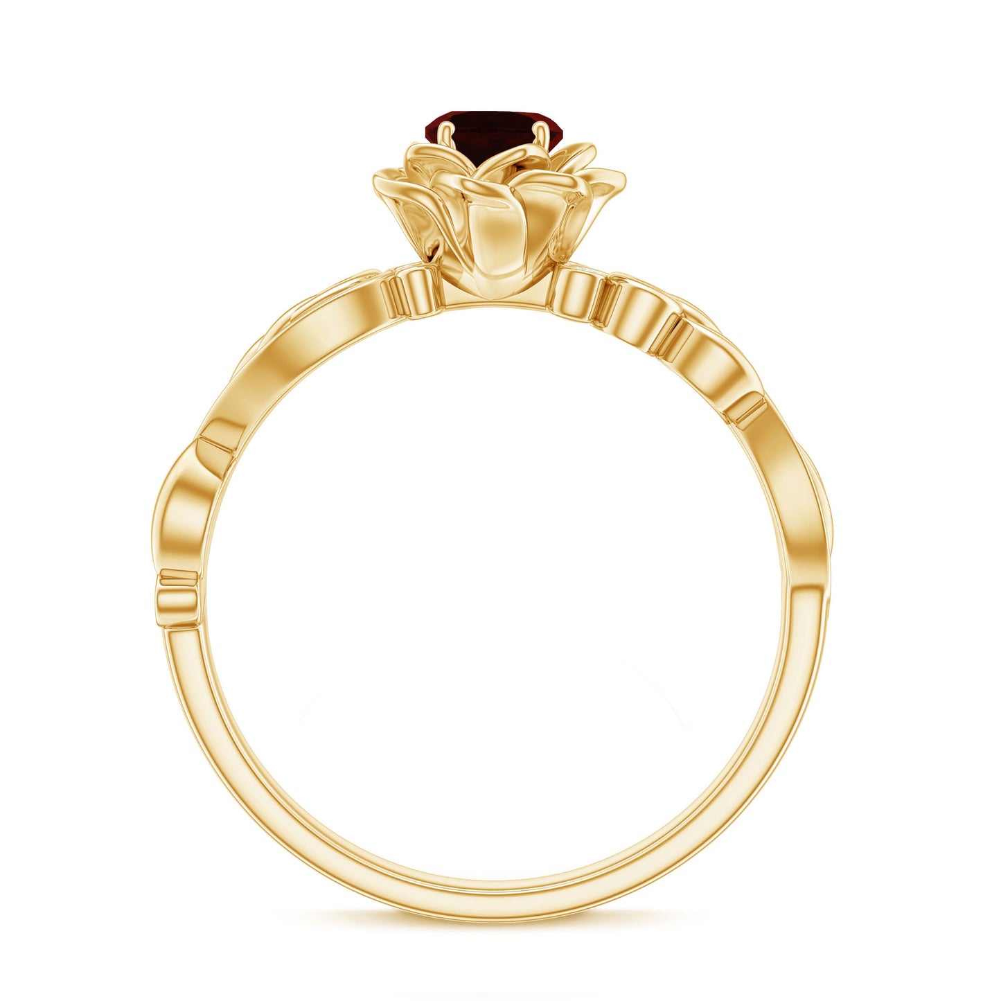 Certified Natural Garnet Rose Flower Engagement Ring with Diamond