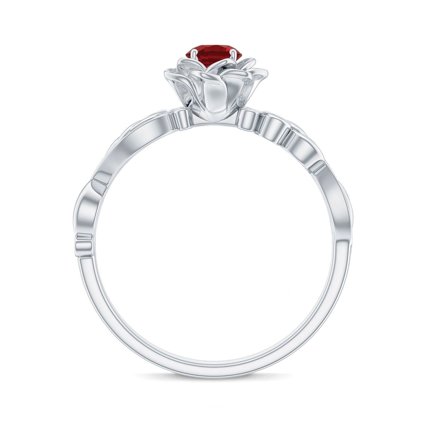 Nature Inspired Engagement Ring with Lab Ruby and Diamonds