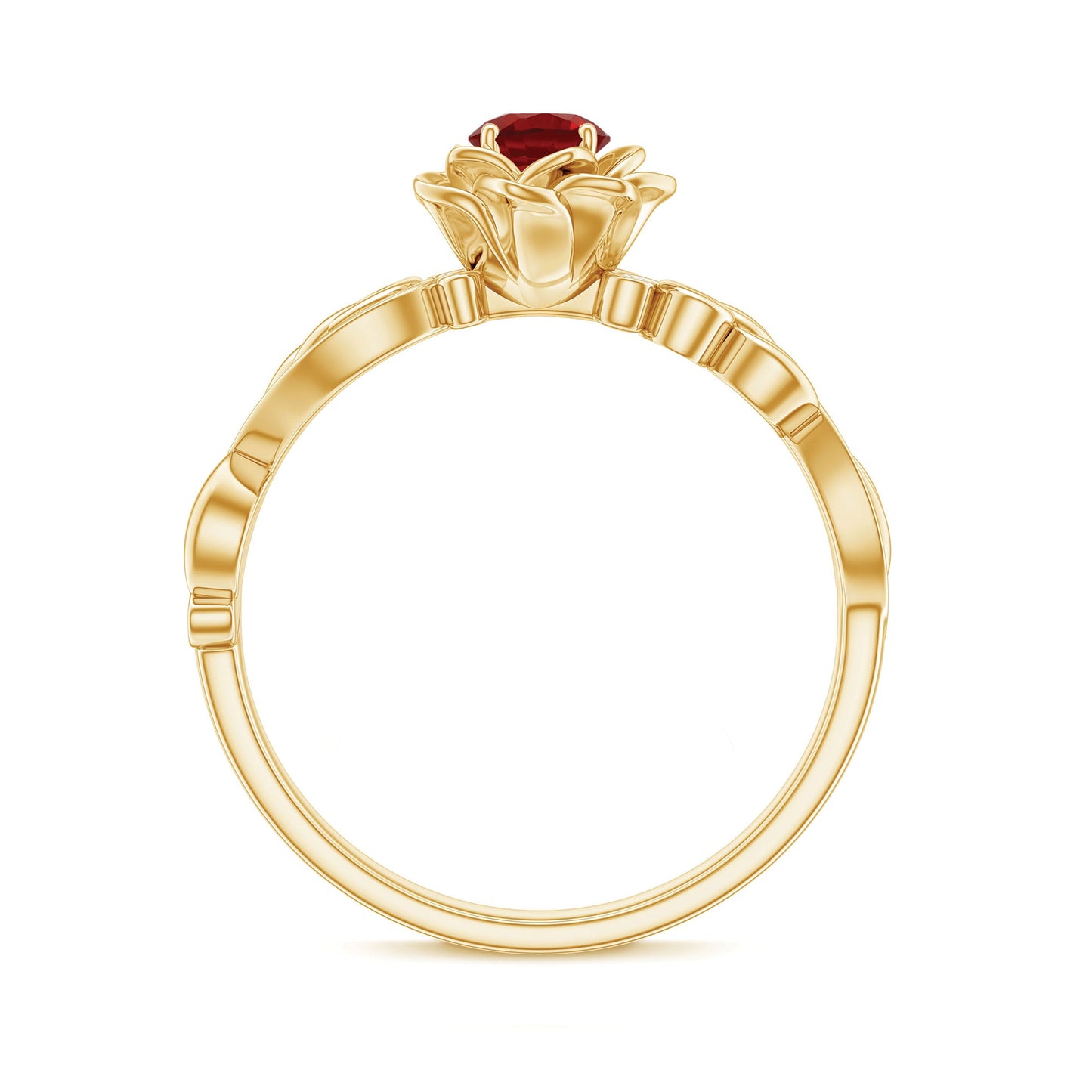 Nature Inspired Engagement Ring with Lab Ruby and Diamonds