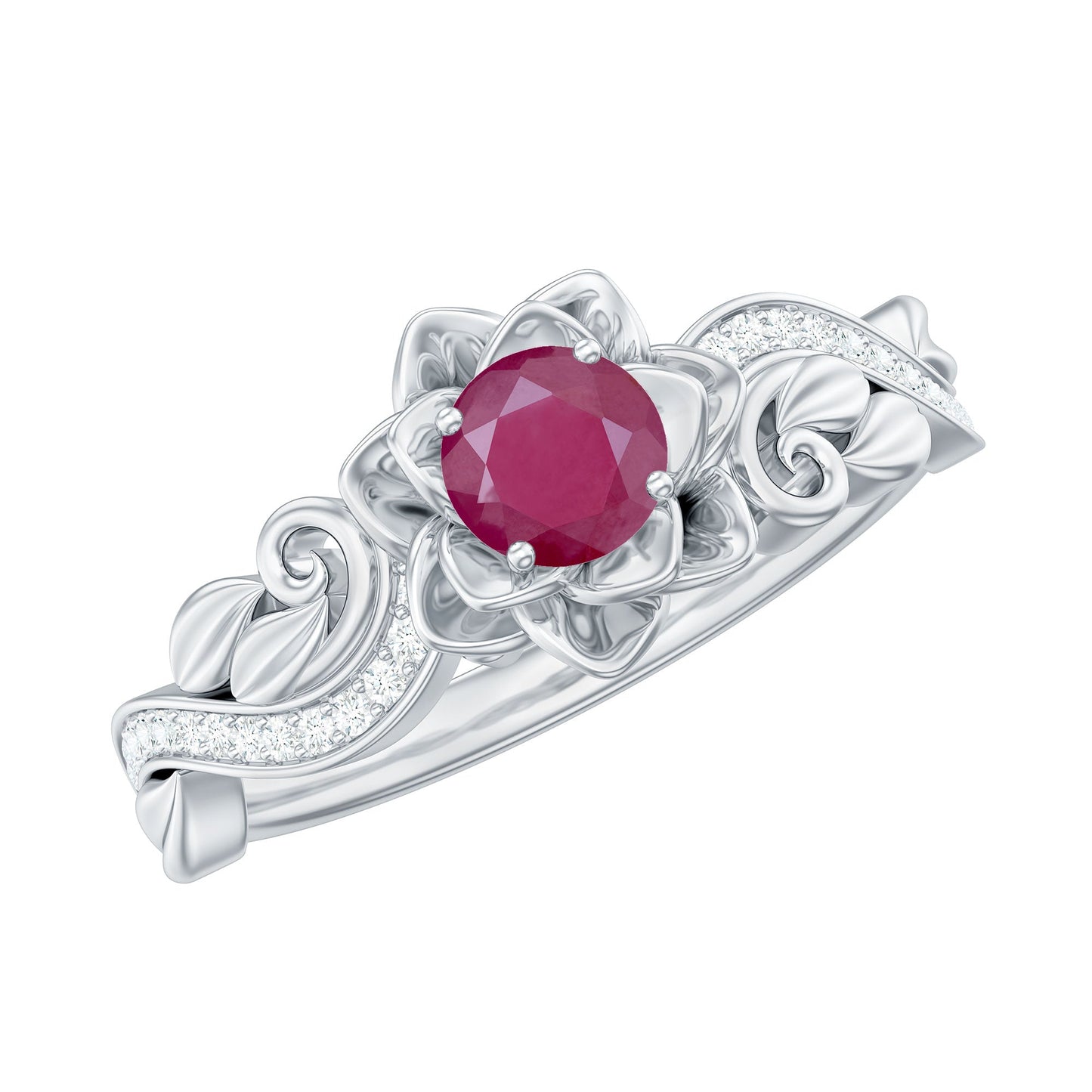 Nature Inspired 0.6 Carat Ruby Diamond Engagement Ring for Women