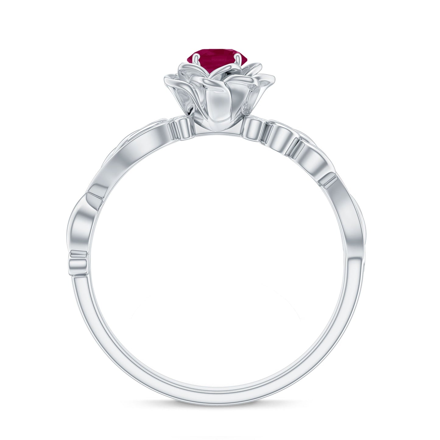 Nature Inspired 0.6 Carat Ruby Diamond Engagement Ring for Women