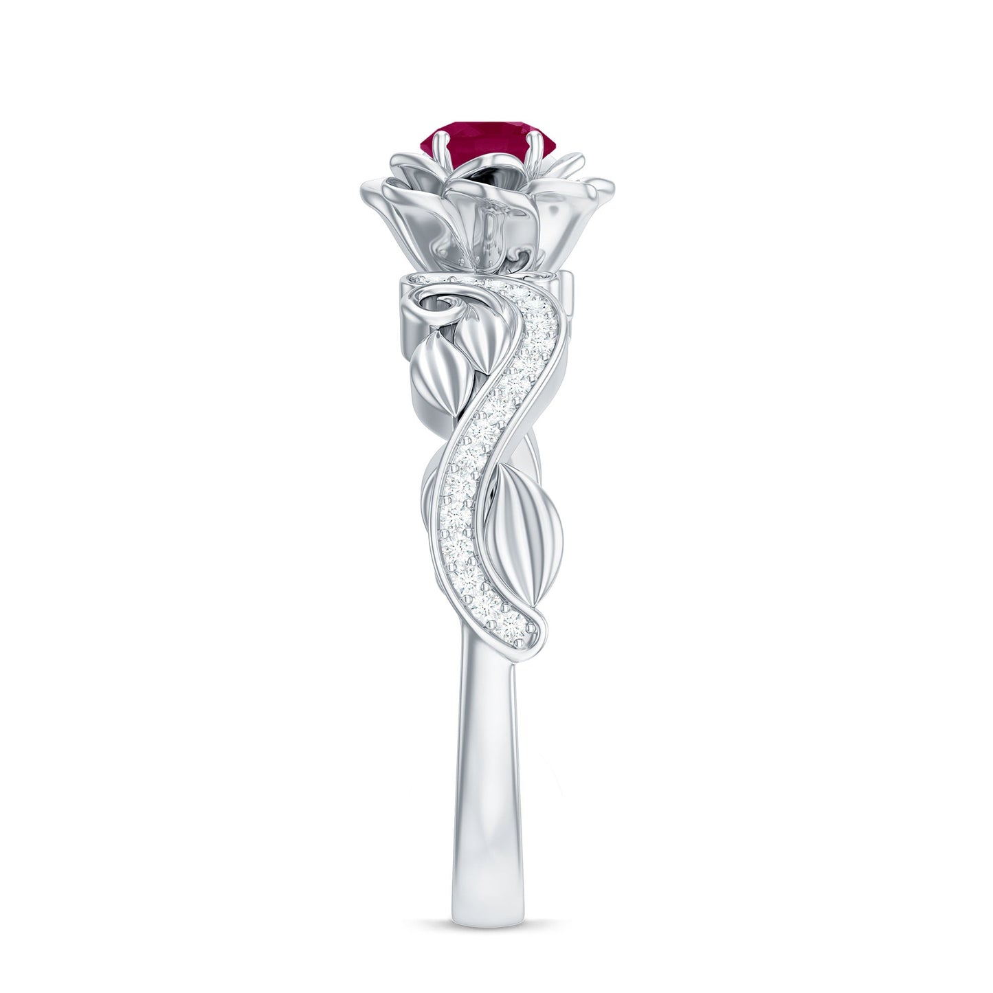 Nature Inspired 0.6 Carat Ruby Diamond Engagement Ring for Women