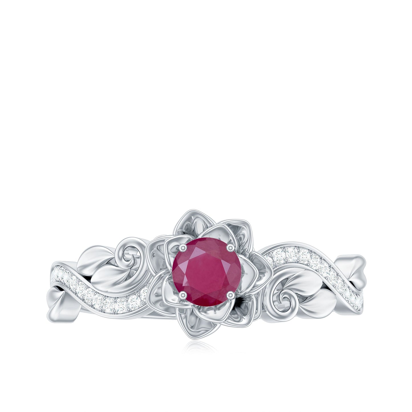 Nature Inspired 0.6 Carat Ruby Diamond Engagement Ring for Women