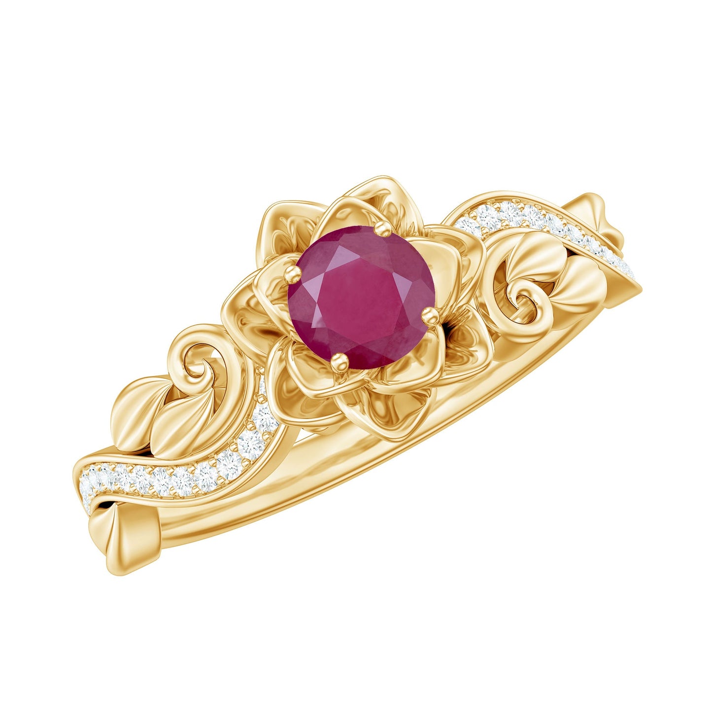 Nature Inspired 0.6 Carat Ruby Diamond Engagement Ring for Women