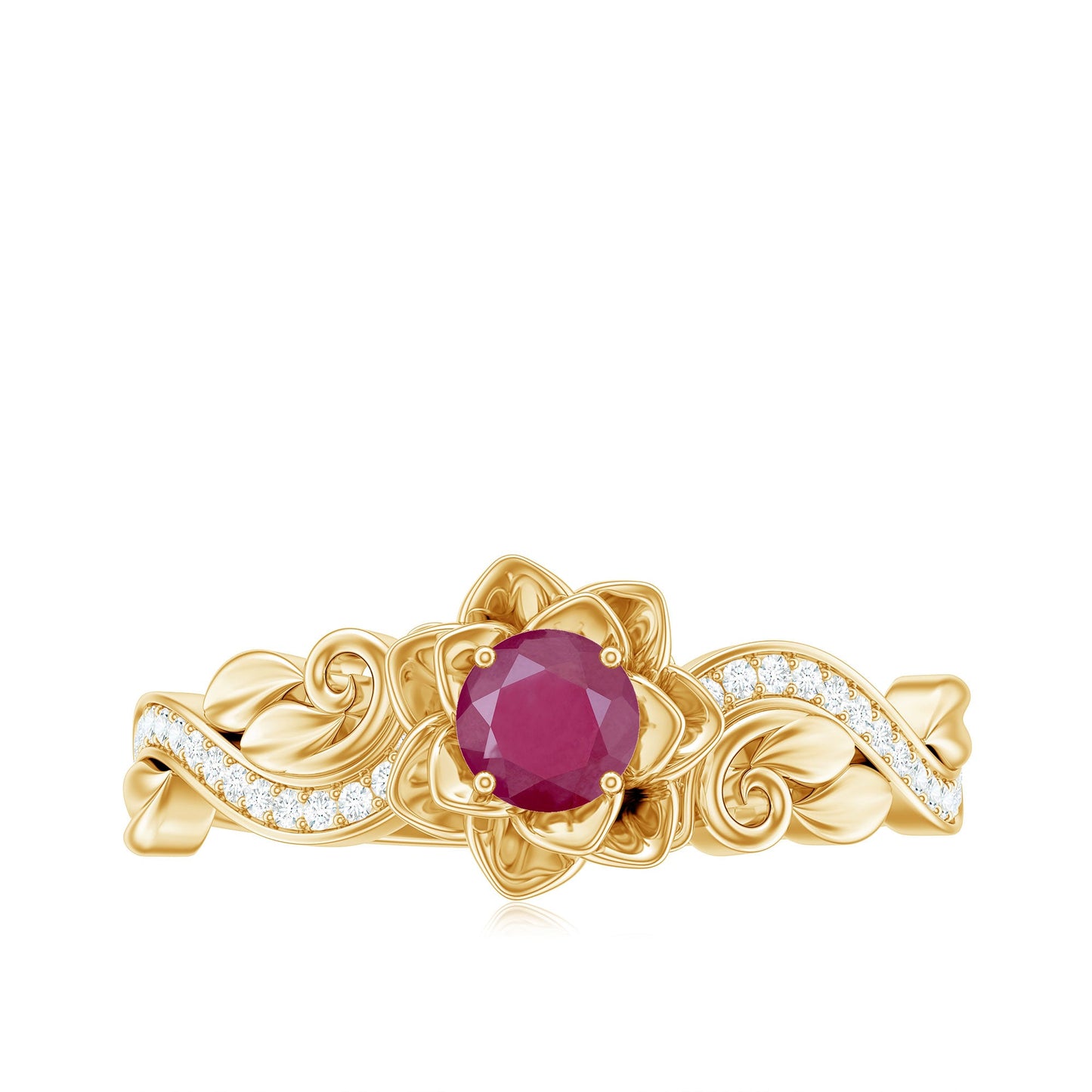 Nature Inspired 0.6 Carat Ruby Diamond Engagement Ring for Women