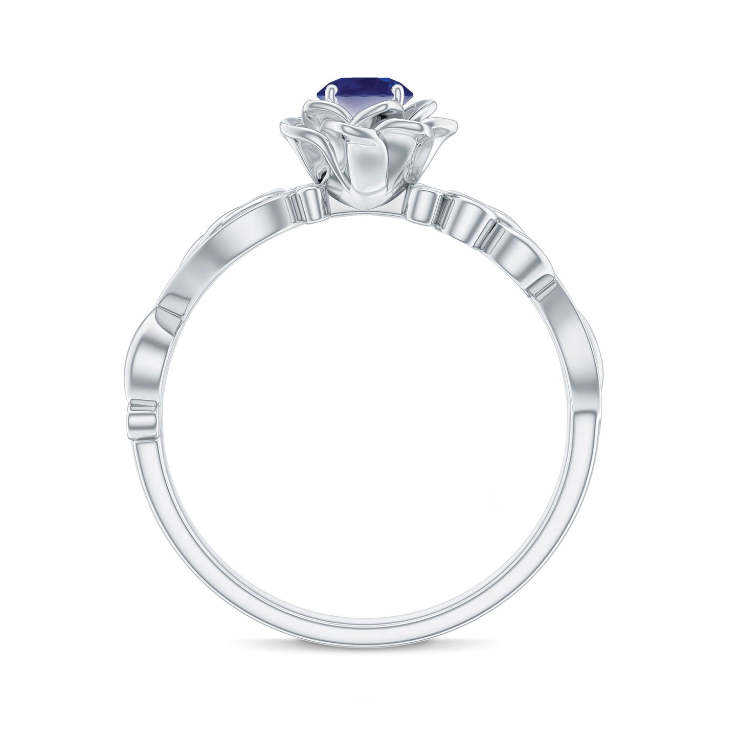 Flower Inspired Blue Sapphire and Diamond Engagement Ring