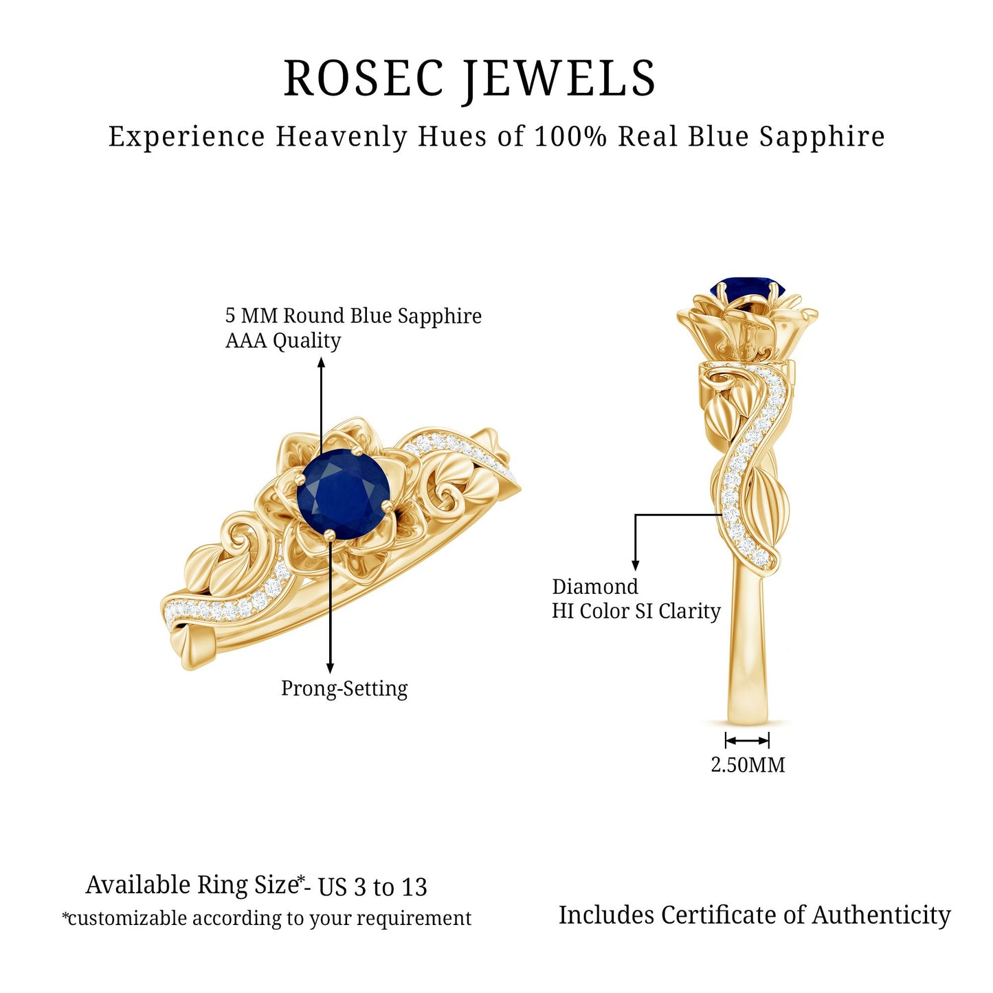 Flower Inspired Blue Sapphire and Diamond Engagement Ring