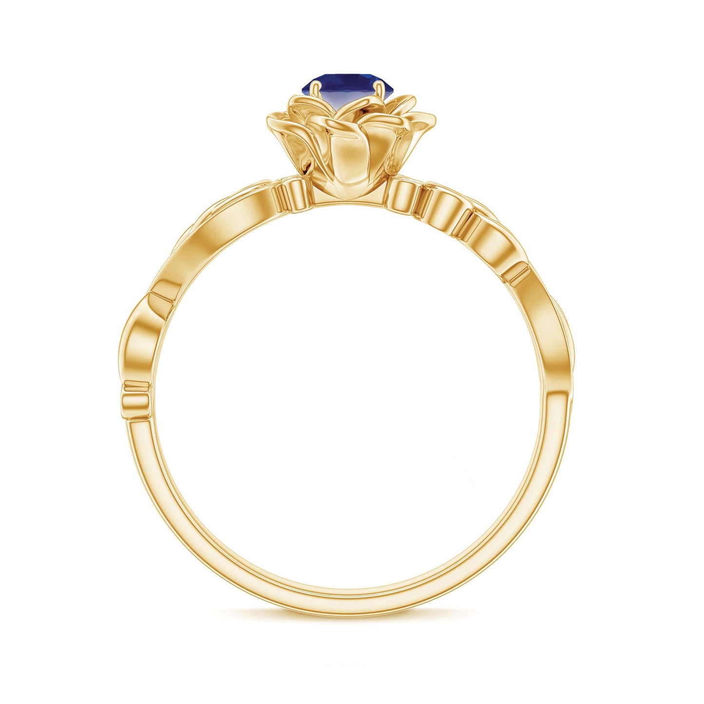 Flower Inspired Blue Sapphire and Diamond Engagement Ring