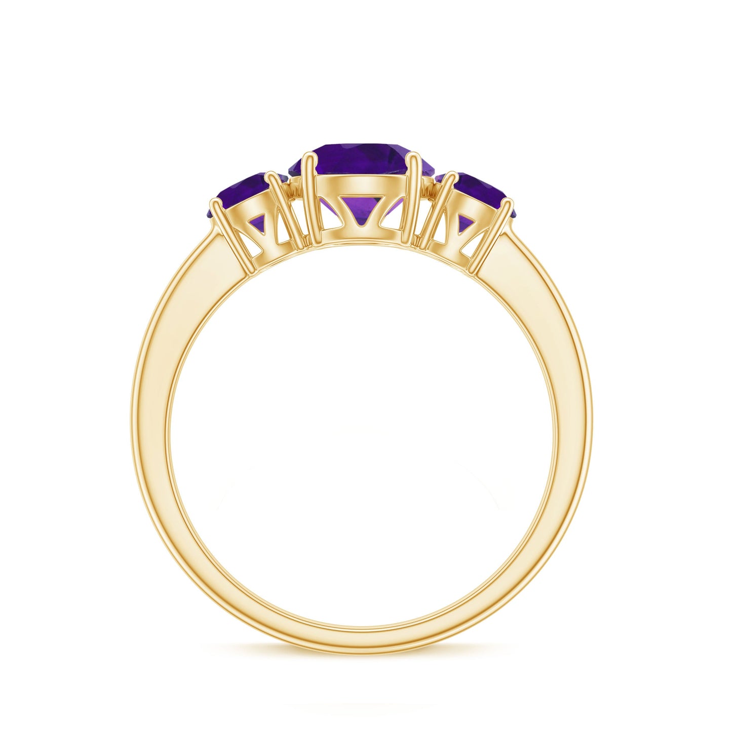 3/4 CT Round Cut Amethyst Three Stone Ring