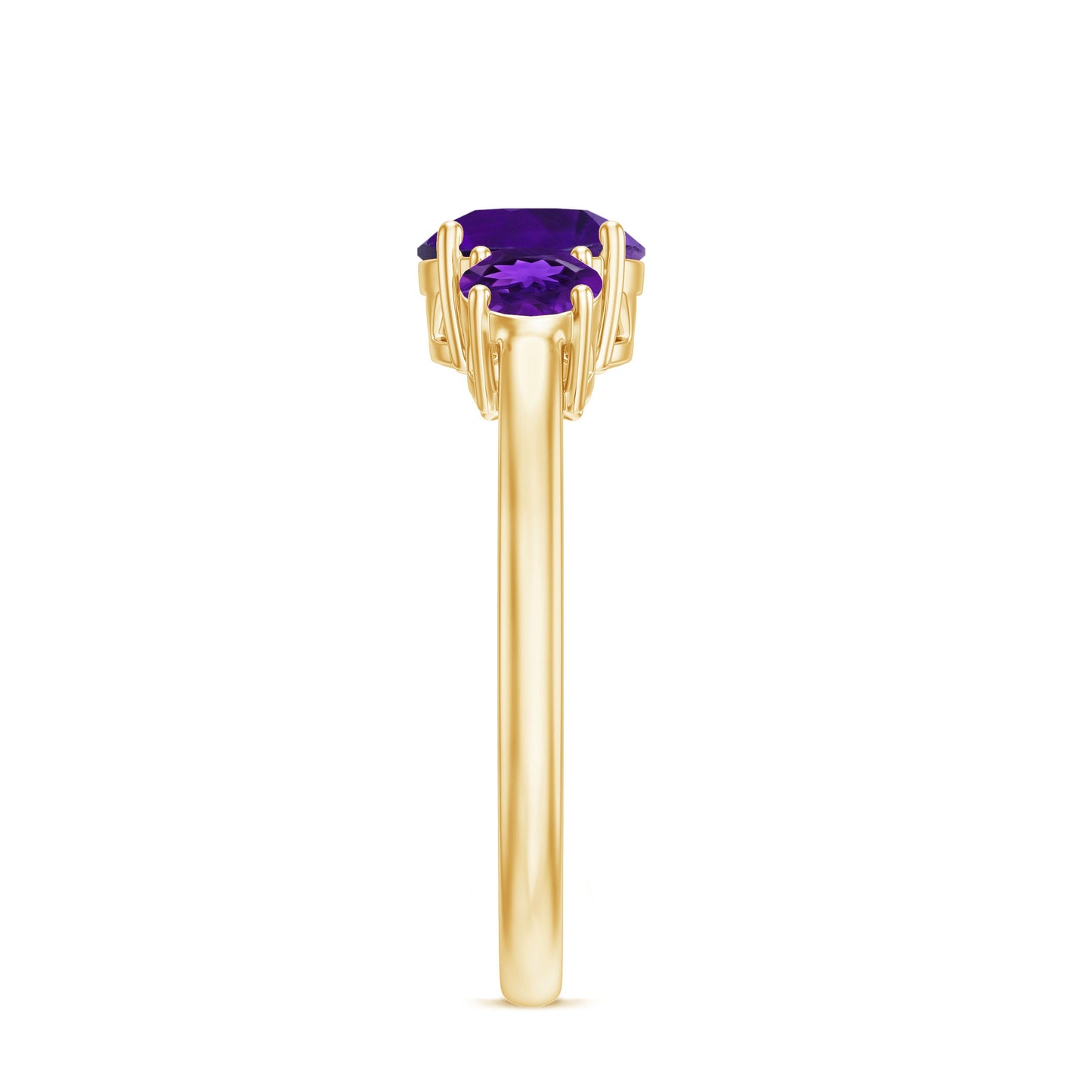 3/4 CT Round Cut Amethyst Three Stone Ring