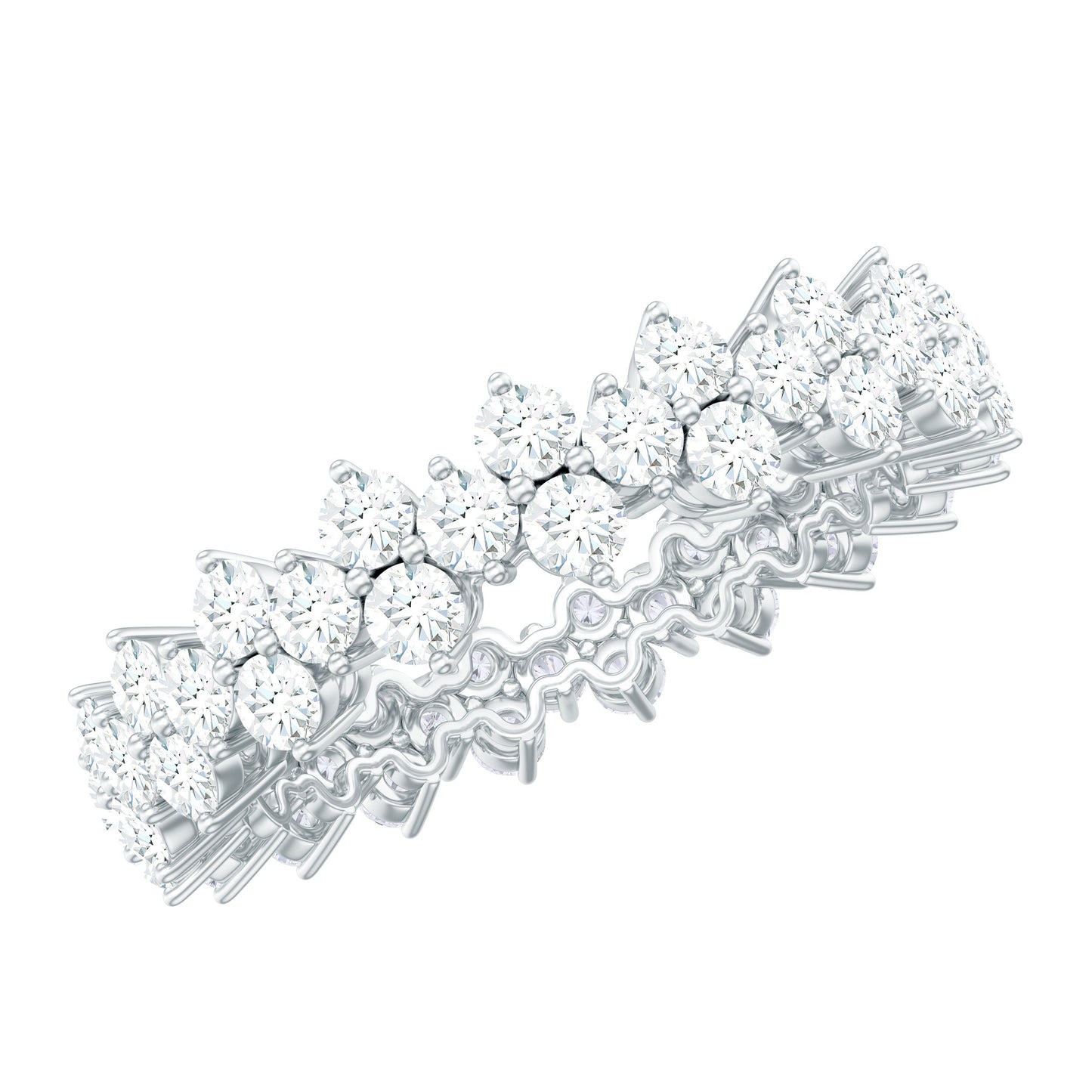 Cluster Wedding Band for Women with Moissanite