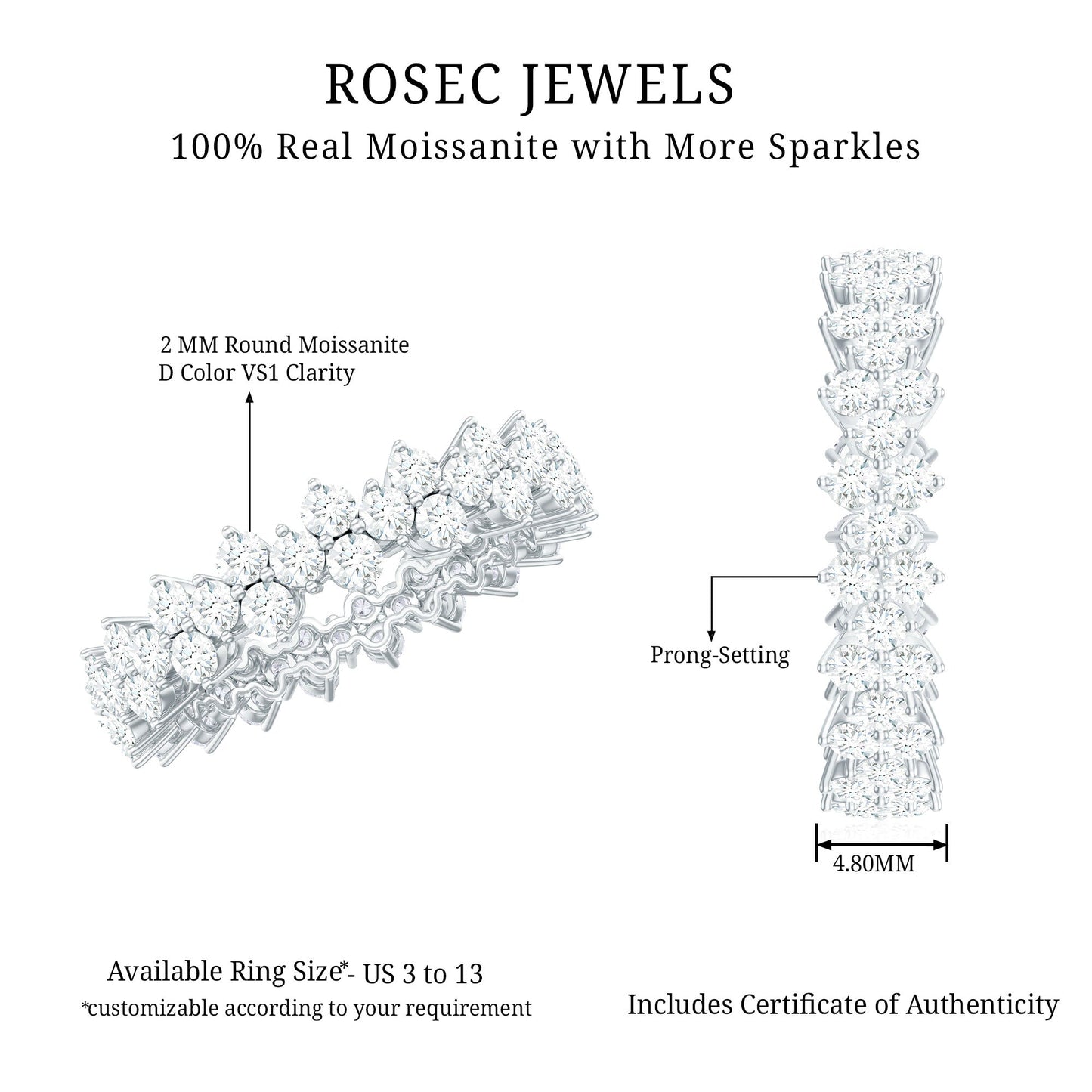 Cluster Wedding Band for Women with Moissanite
