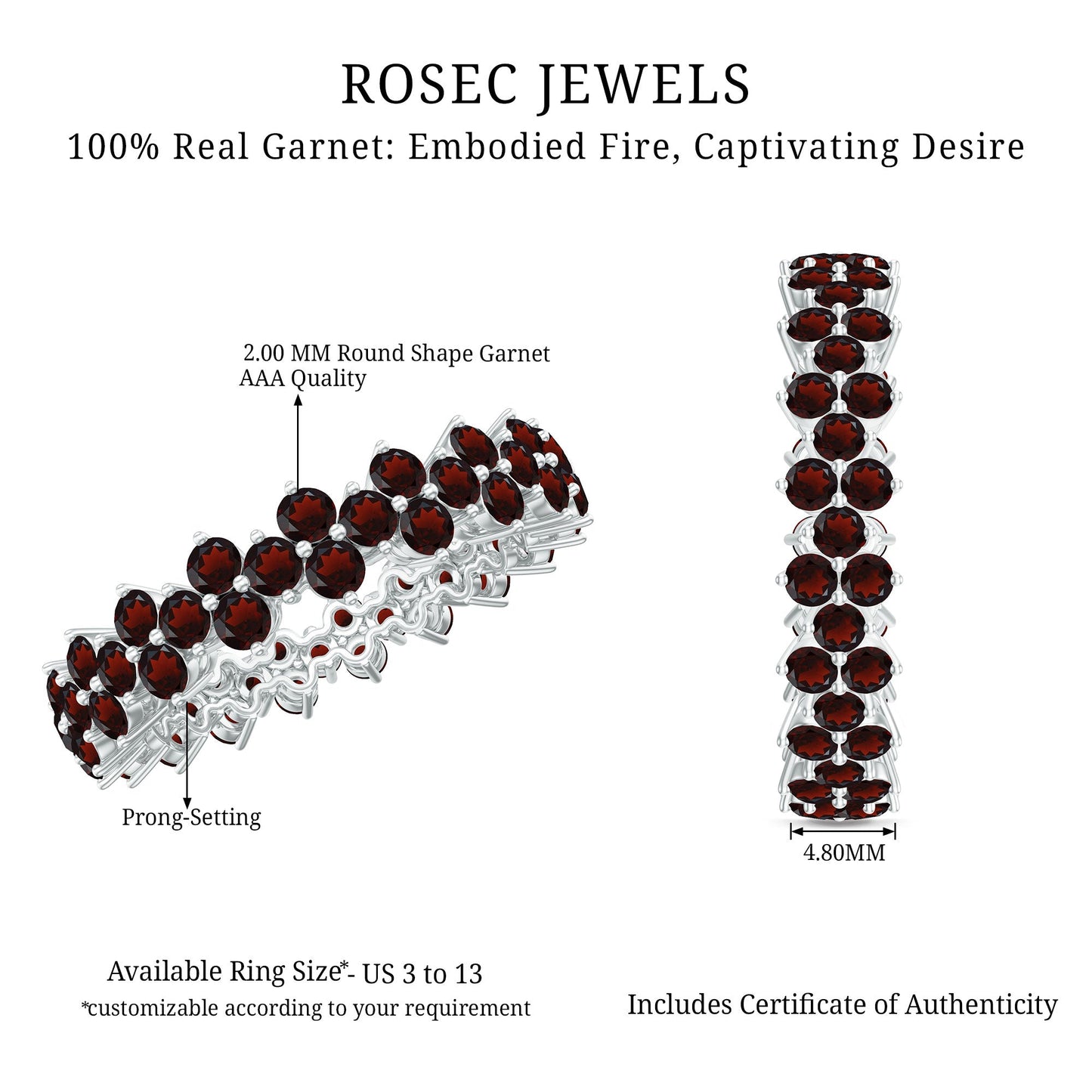Natural Garnet Eternity Band for Anniversary