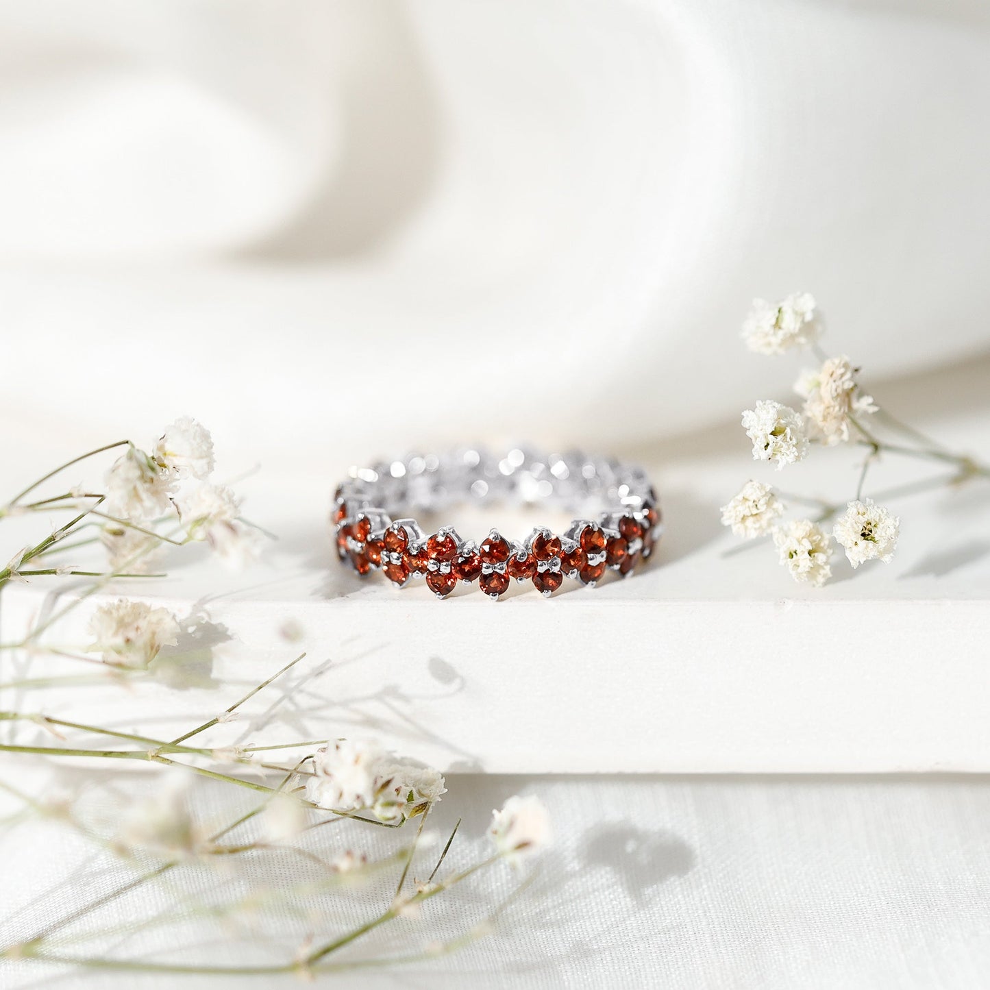 Natural Garnet Eternity Band for Anniversary