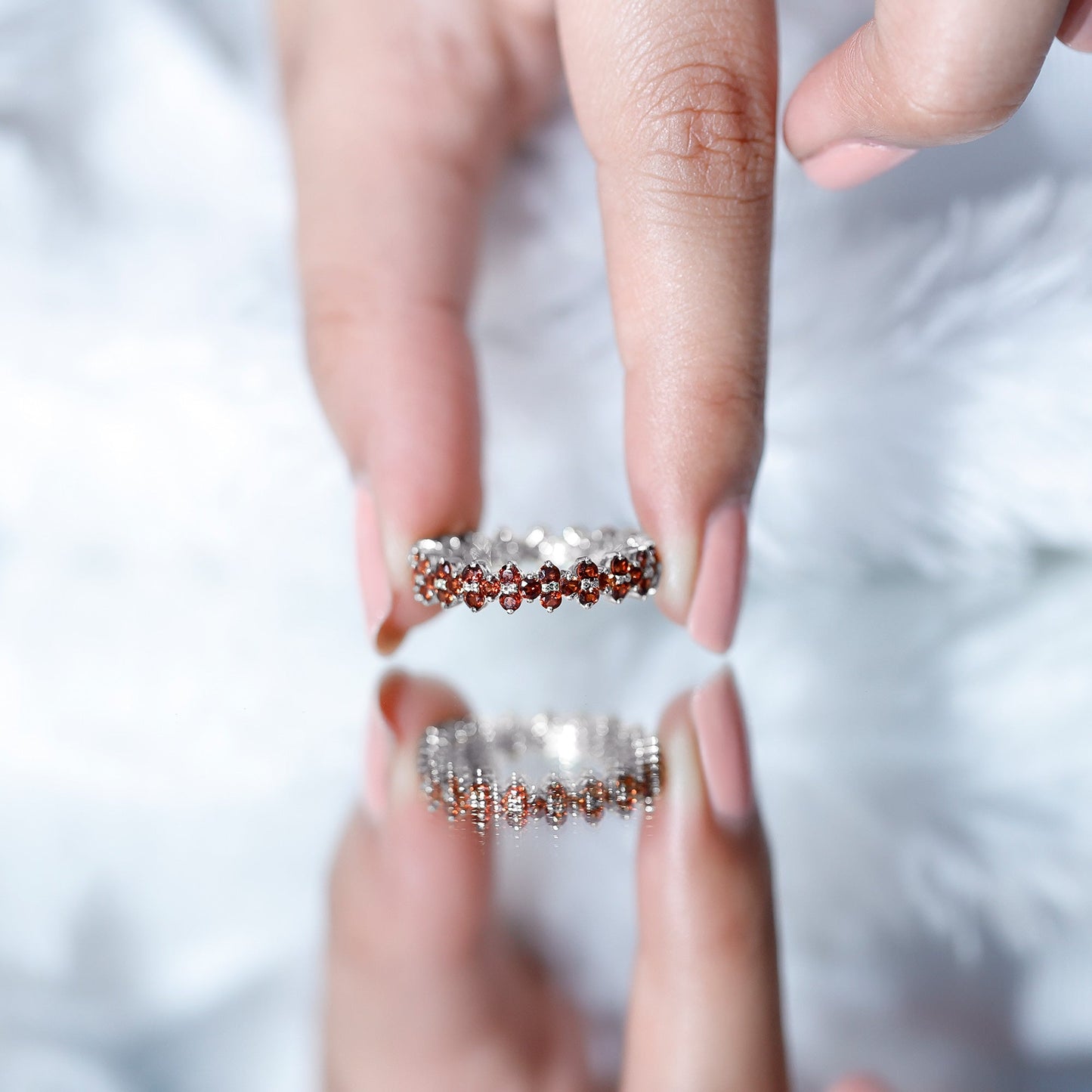 Natural Garnet Eternity Band for Anniversary