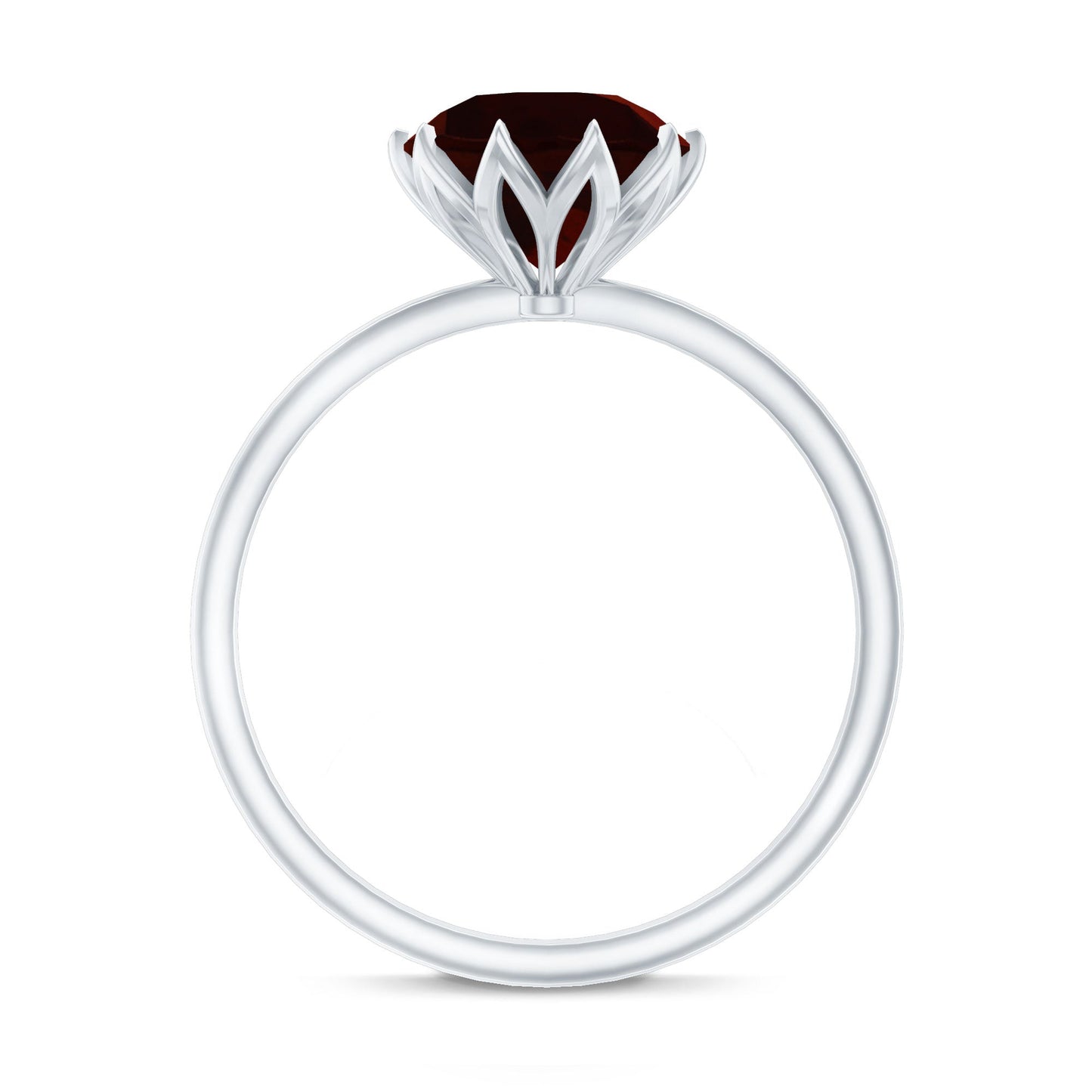 Natural 8mm Garnet Solitaire Engagement Ring