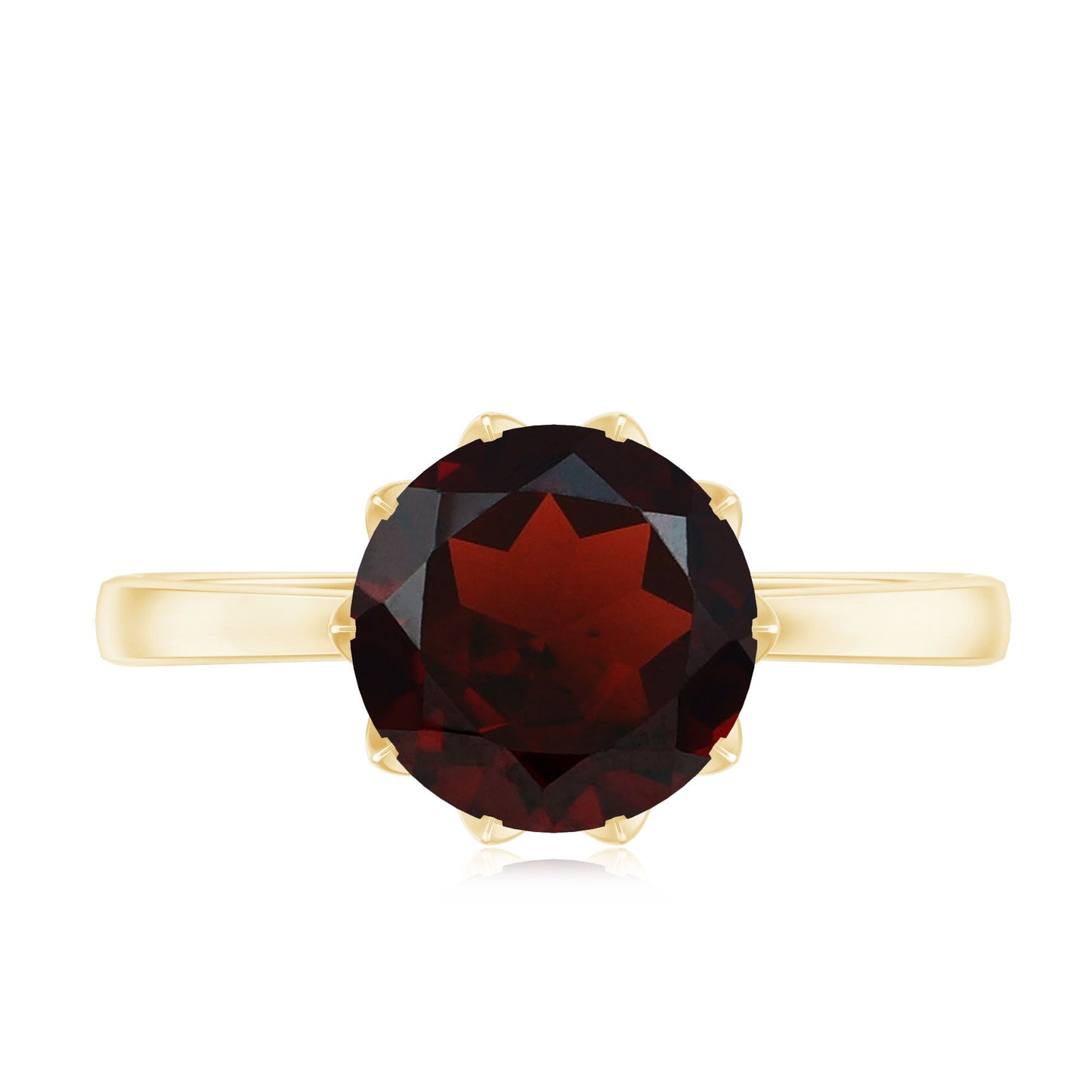 Natural 8mm Garnet Solitaire Engagement Ring